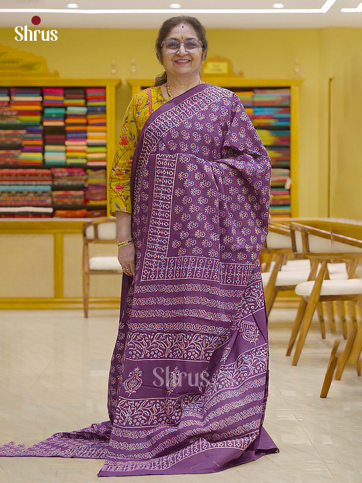 Purple - Jaipur cotton Saree - EES19008