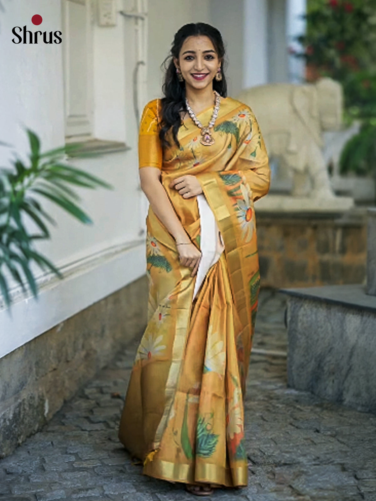 Orange - Semi Rawsilk - Saree- EAS22058 - Shop on Shrus.com