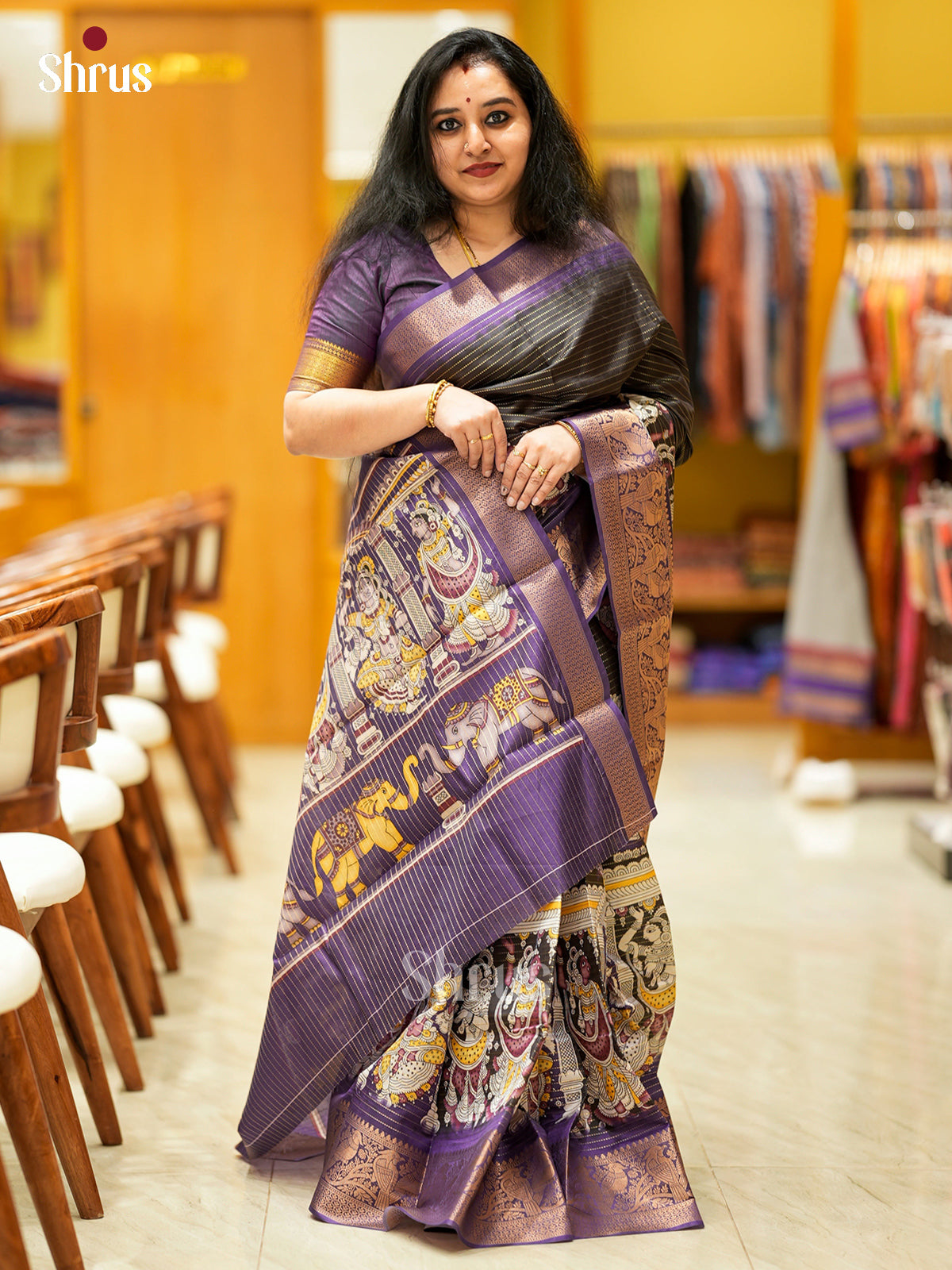 Semi Tussar Saree - ECS09273 - Shop on Shrus.com