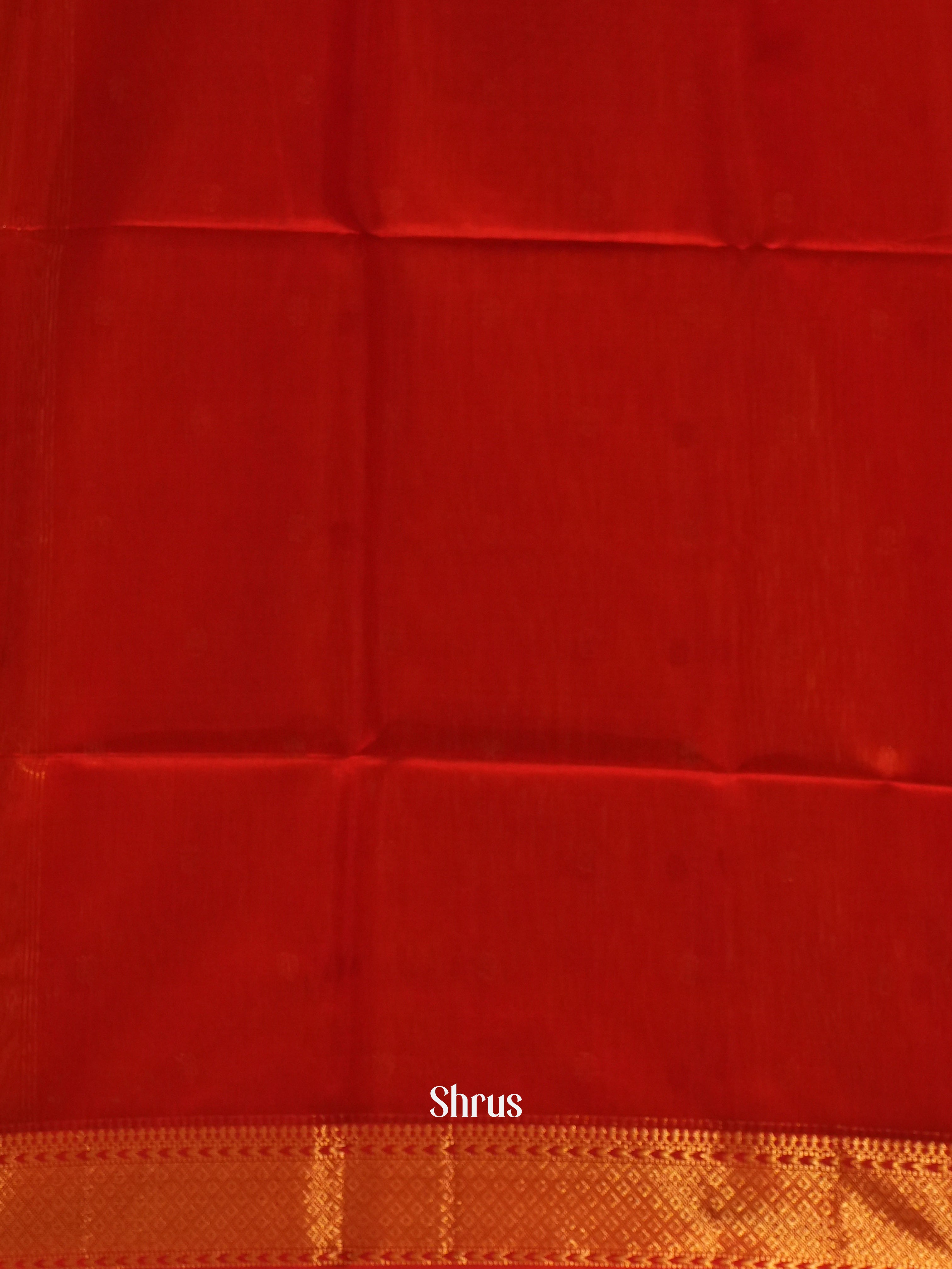 Orange And Red- Maheshwari Silk Cotton Saree - Shop on ShrusEternity.com