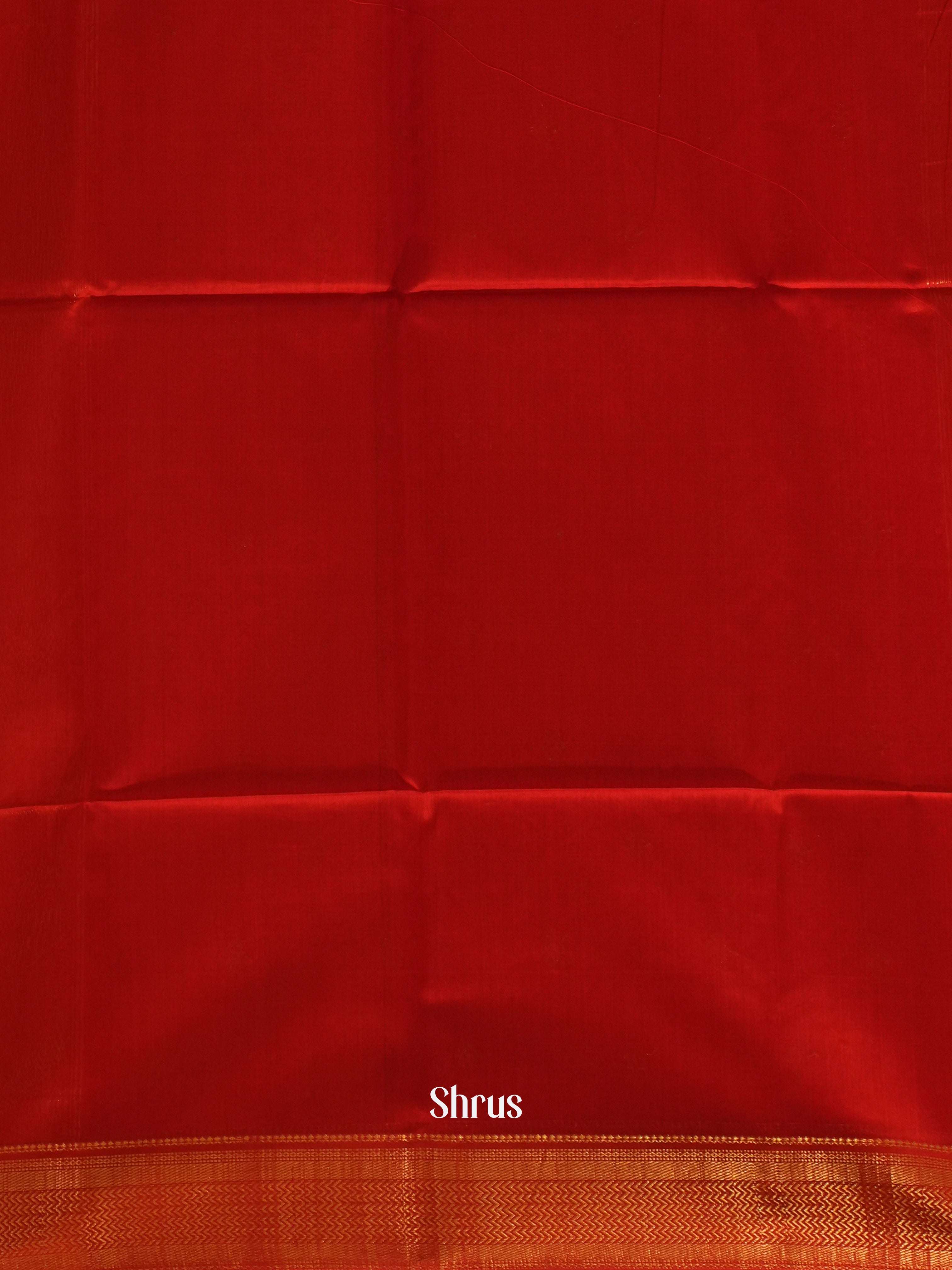 Orange And Red- Maheshwari Silk Cotton Saree - Shop on ShrusEternity.com