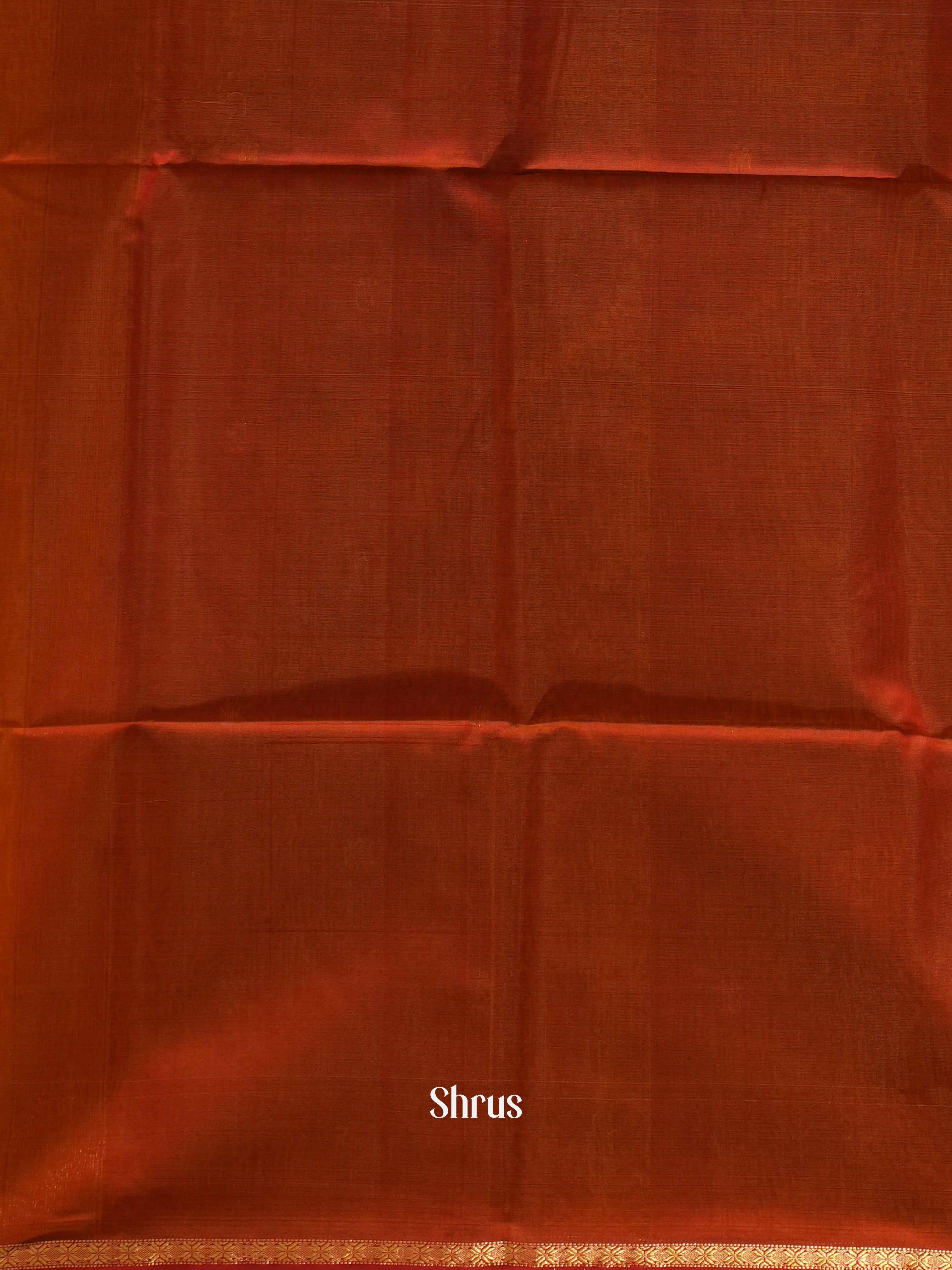 Mustard & Red - Maheshwari Silk Cotton Saree - Shop on ShrusEternity.com
