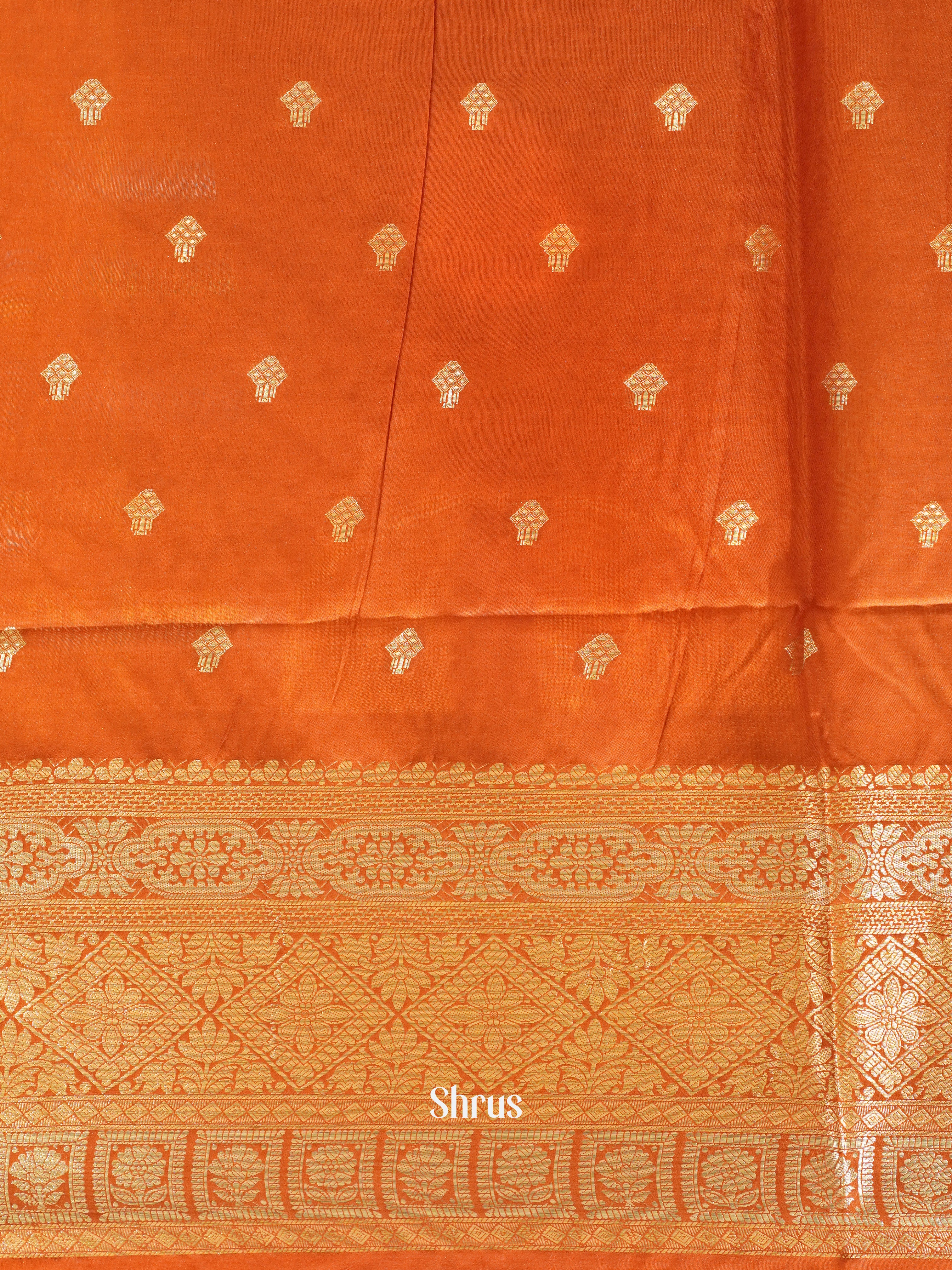 Orange & Brick - North silkcotton Saree - Shop on ShrusEternity.com
