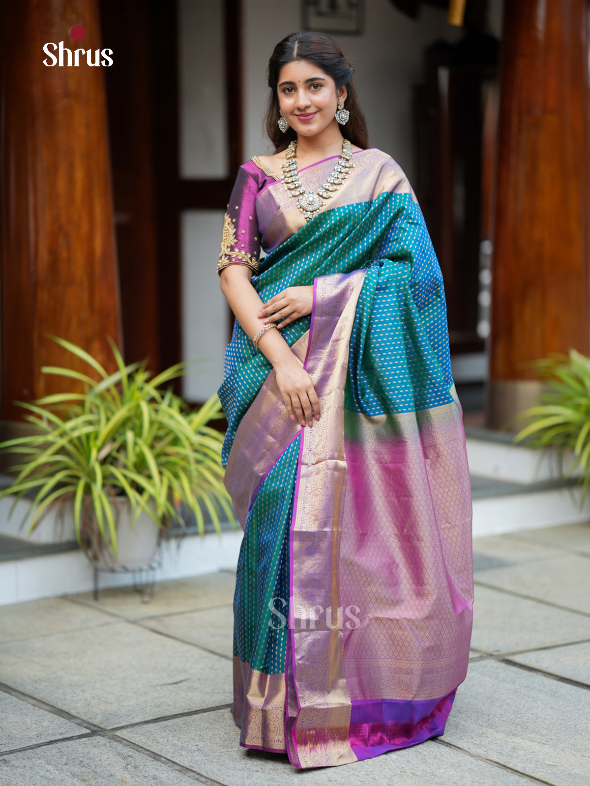 EAS28186 - Kanchipuram-halfpure - Saree - Shop on Shrus.com
