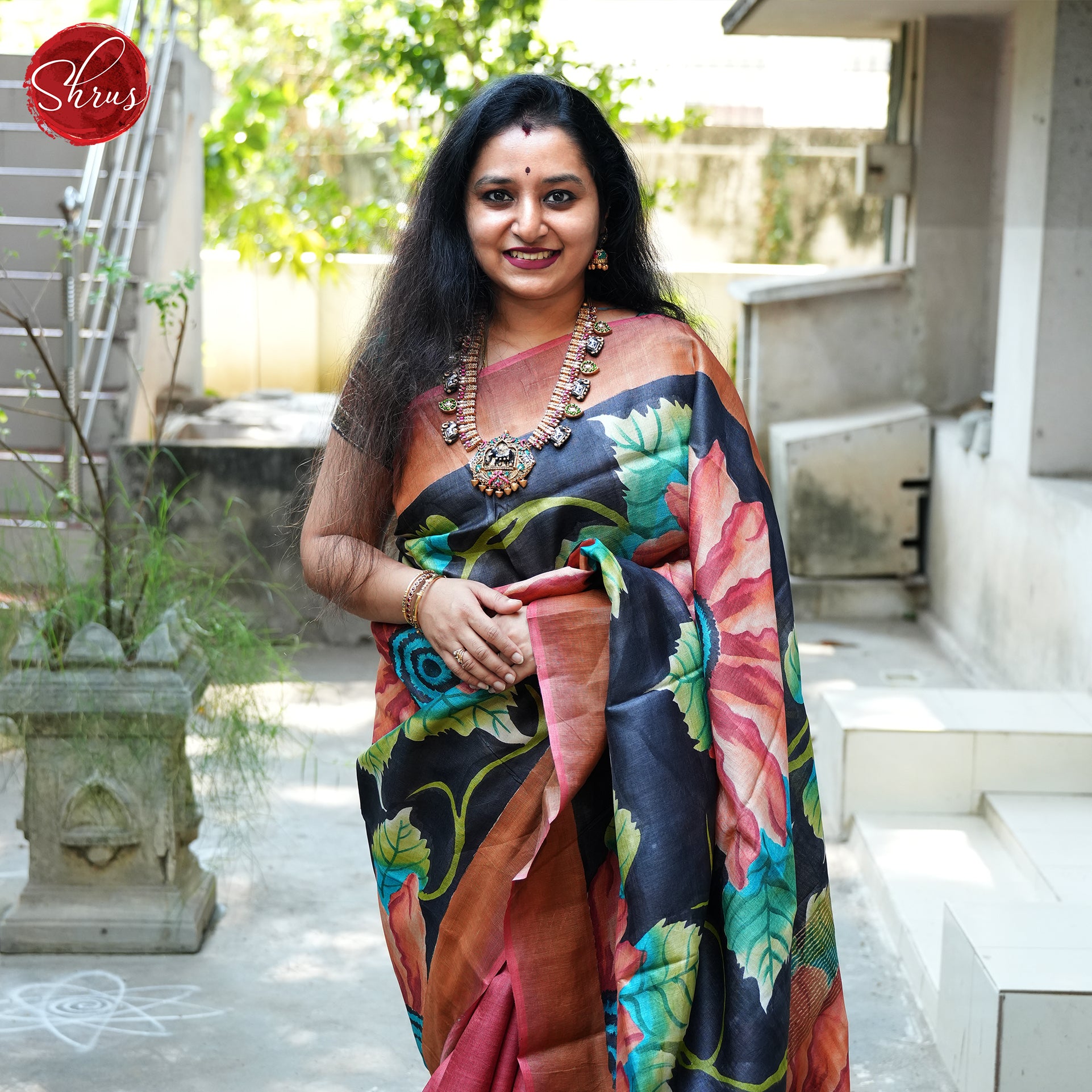 Black And Blue- Tussar Silk Saree - Shop on ShrusEternity.com
