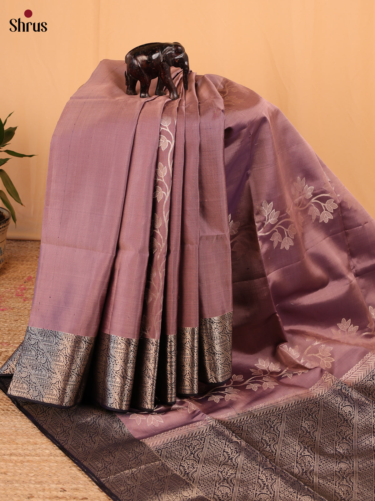 Mauve & Brown - Soft Silk Saree - Shop on Shrus.com