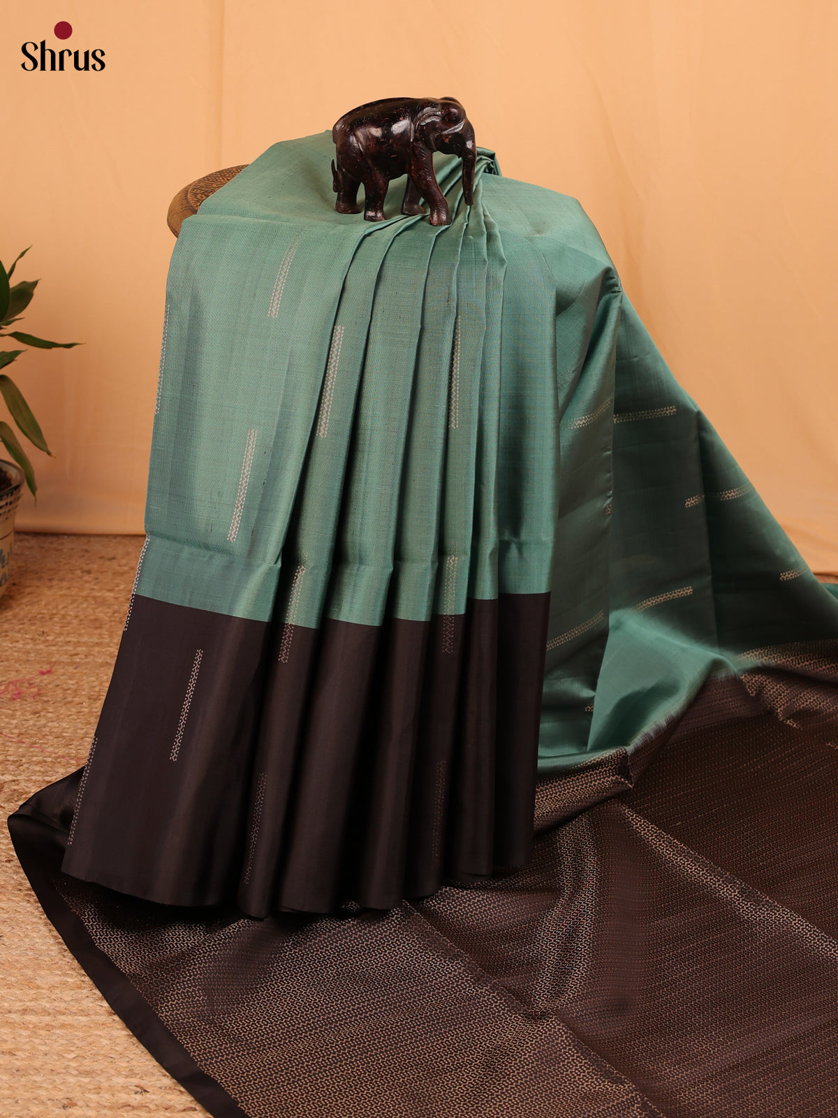Green & Brown - Soft Silk Saree - Shop on Shrus.com