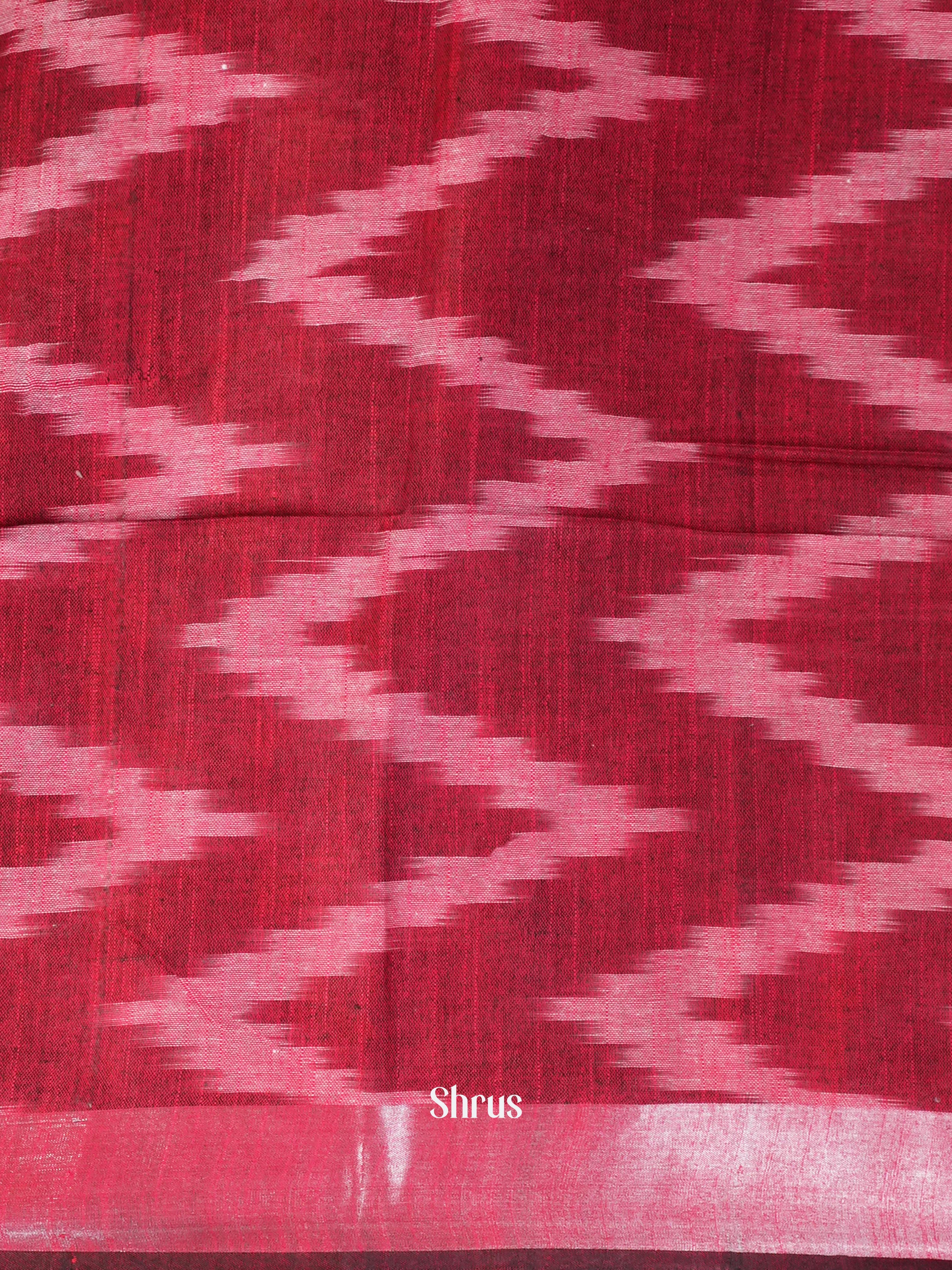 Cream & Maroon - Semi Ikkat Saree - Shop on ShrusEternity.com
