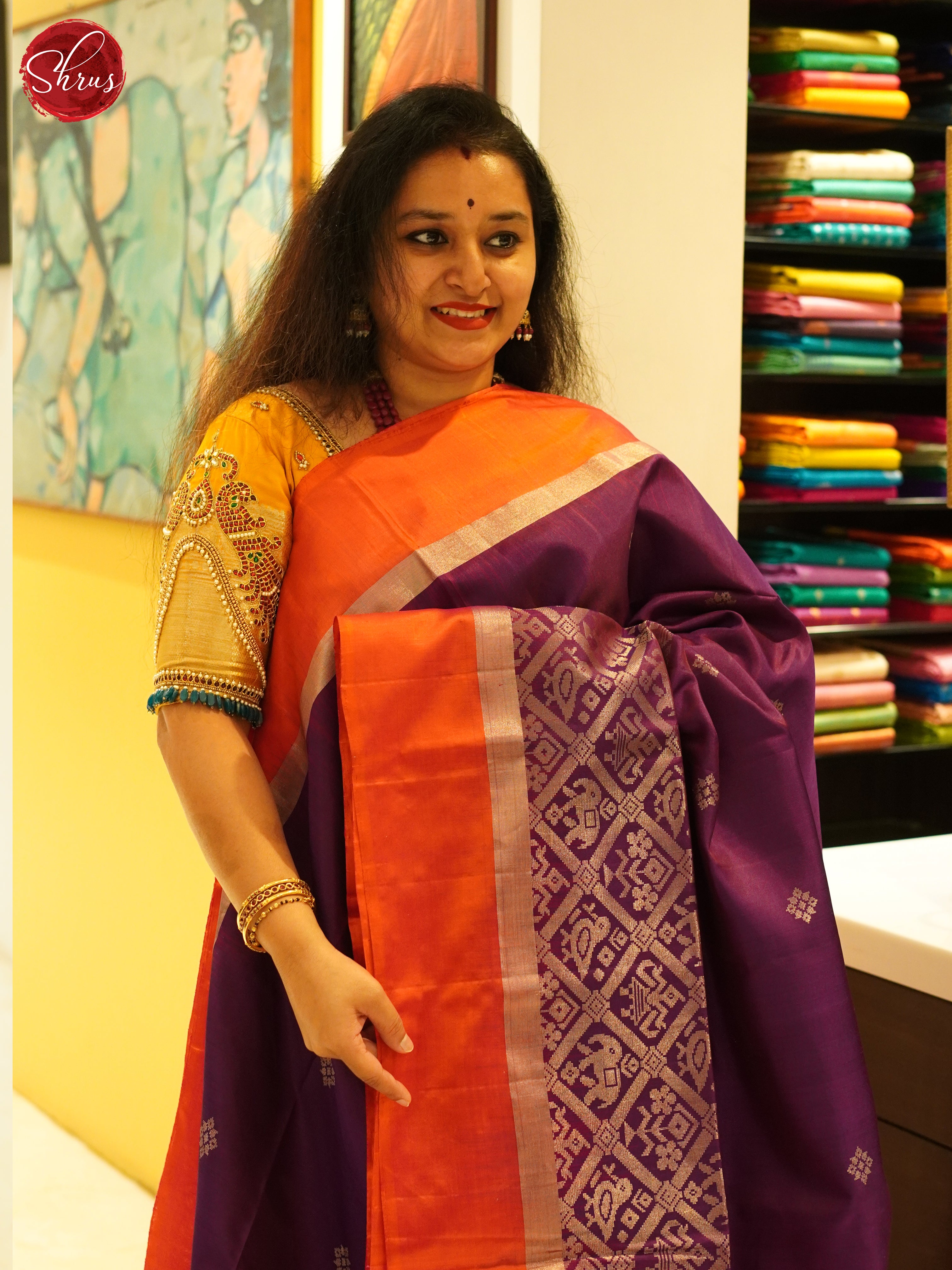 Wine and Orangish pink - Soft Silk Saree - Shop on ShrusEternity.com