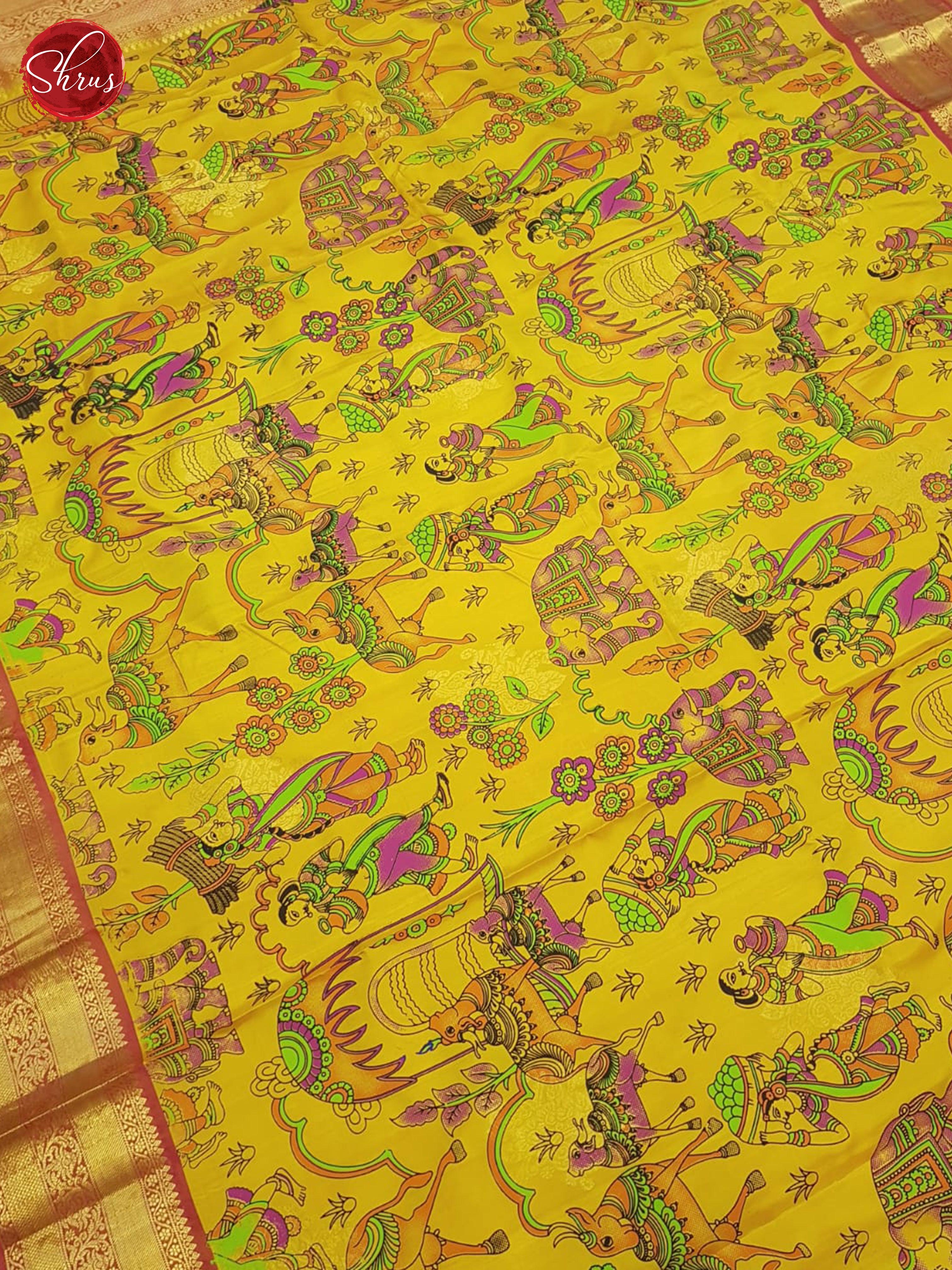 Yellow & Orange - Soft Silk Saree - Shop on ShrusEternity.com