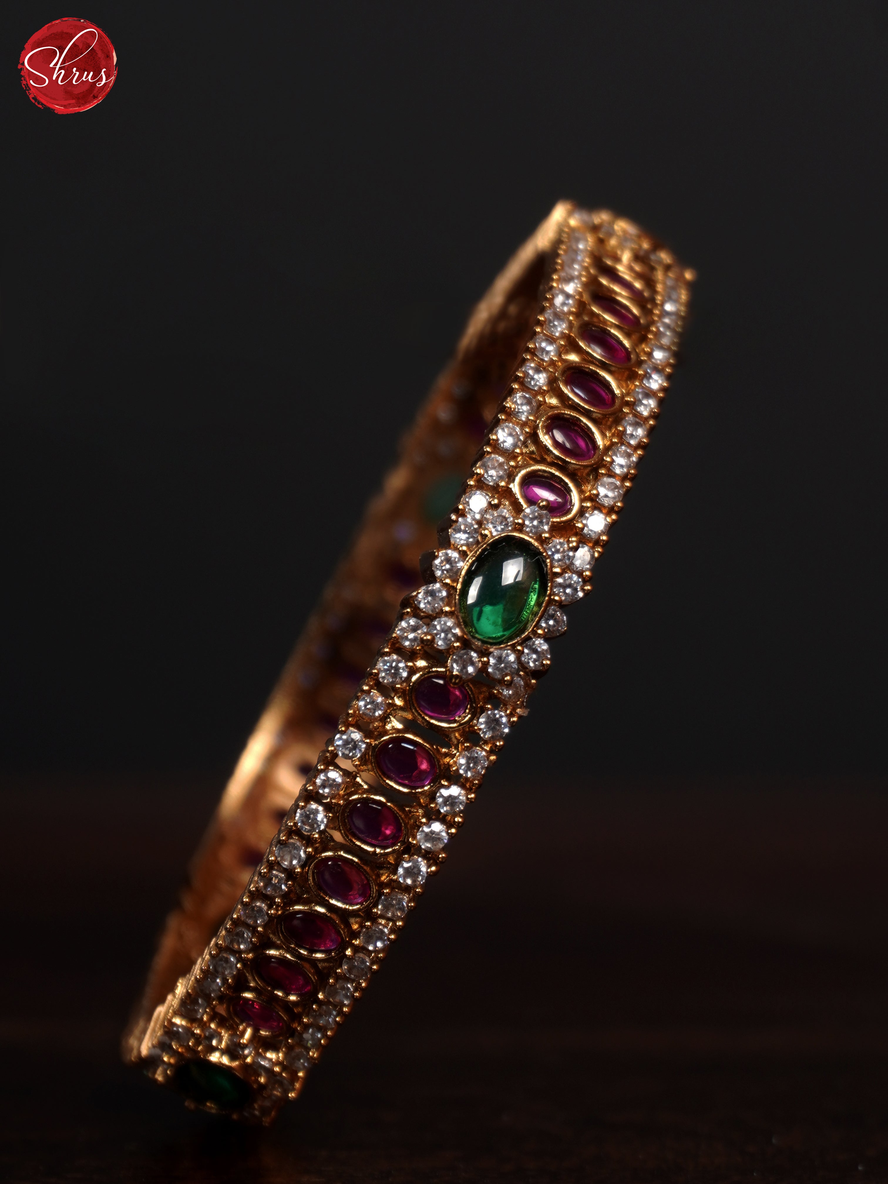 3G21033 - Kemp and Emerald with Green stone Bangle - 2.8 - Shop on ShrusEternity.com