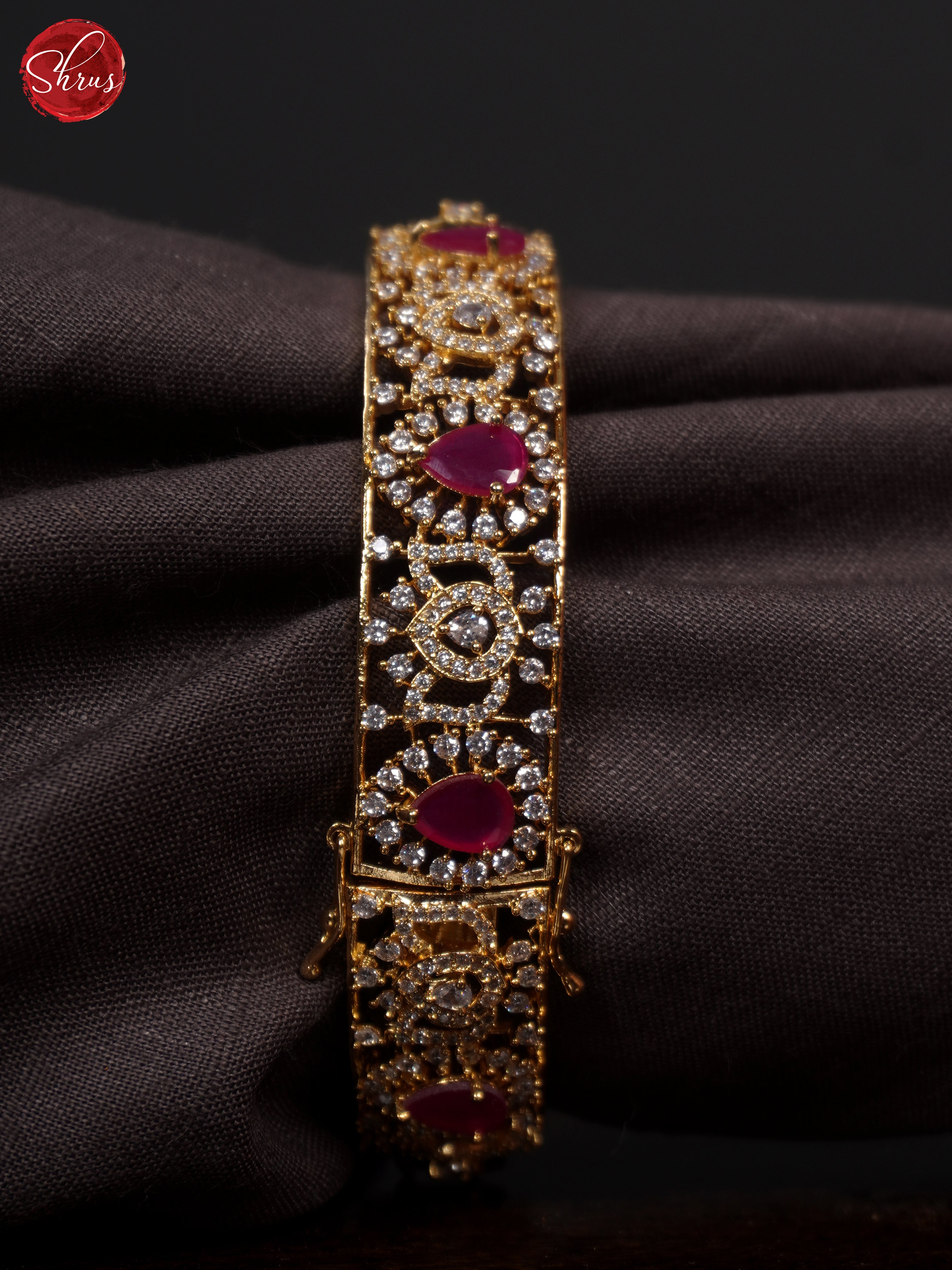 3G21038 - White Stones with Red Emerald Bangle - 2.8 - Shop on ShrusEternity.com