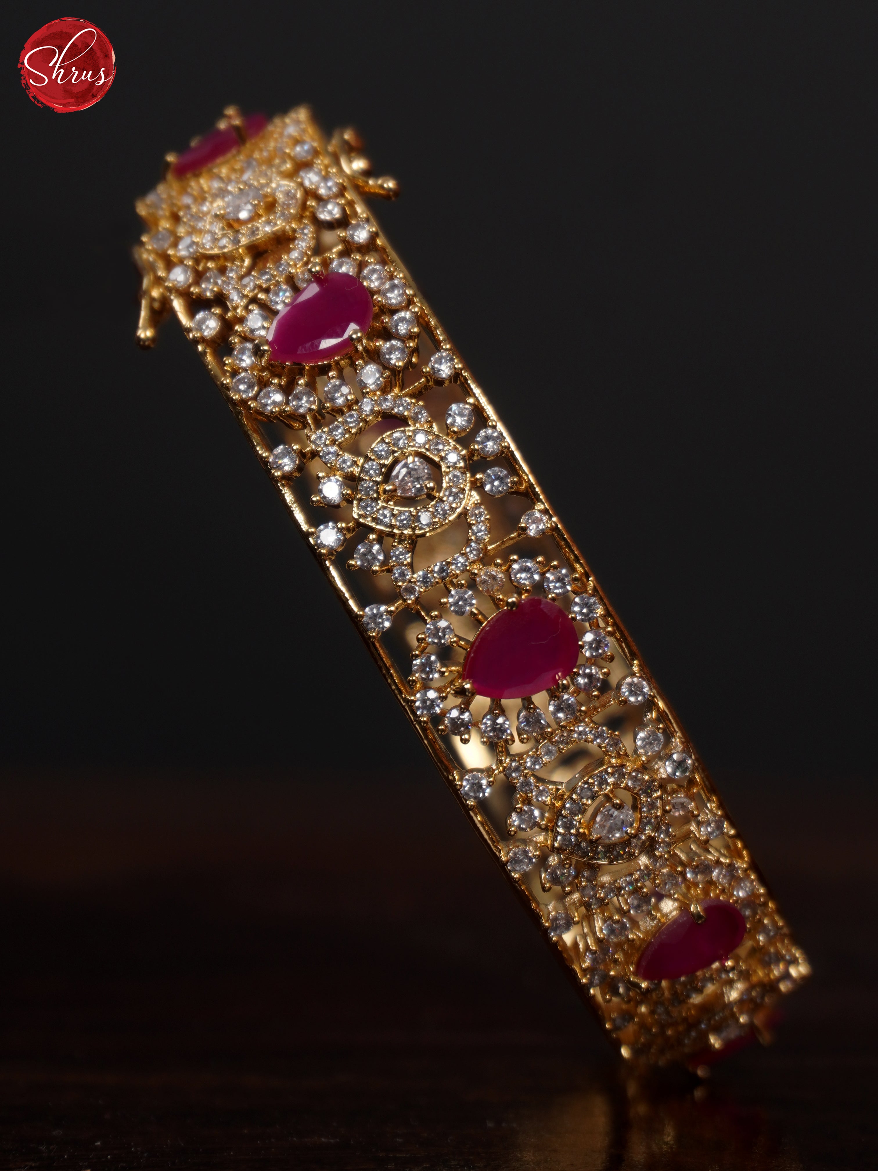 3G21038 - White Stones with Red Emerald Bangle - 2.8 - Shop on ShrusEternity.com