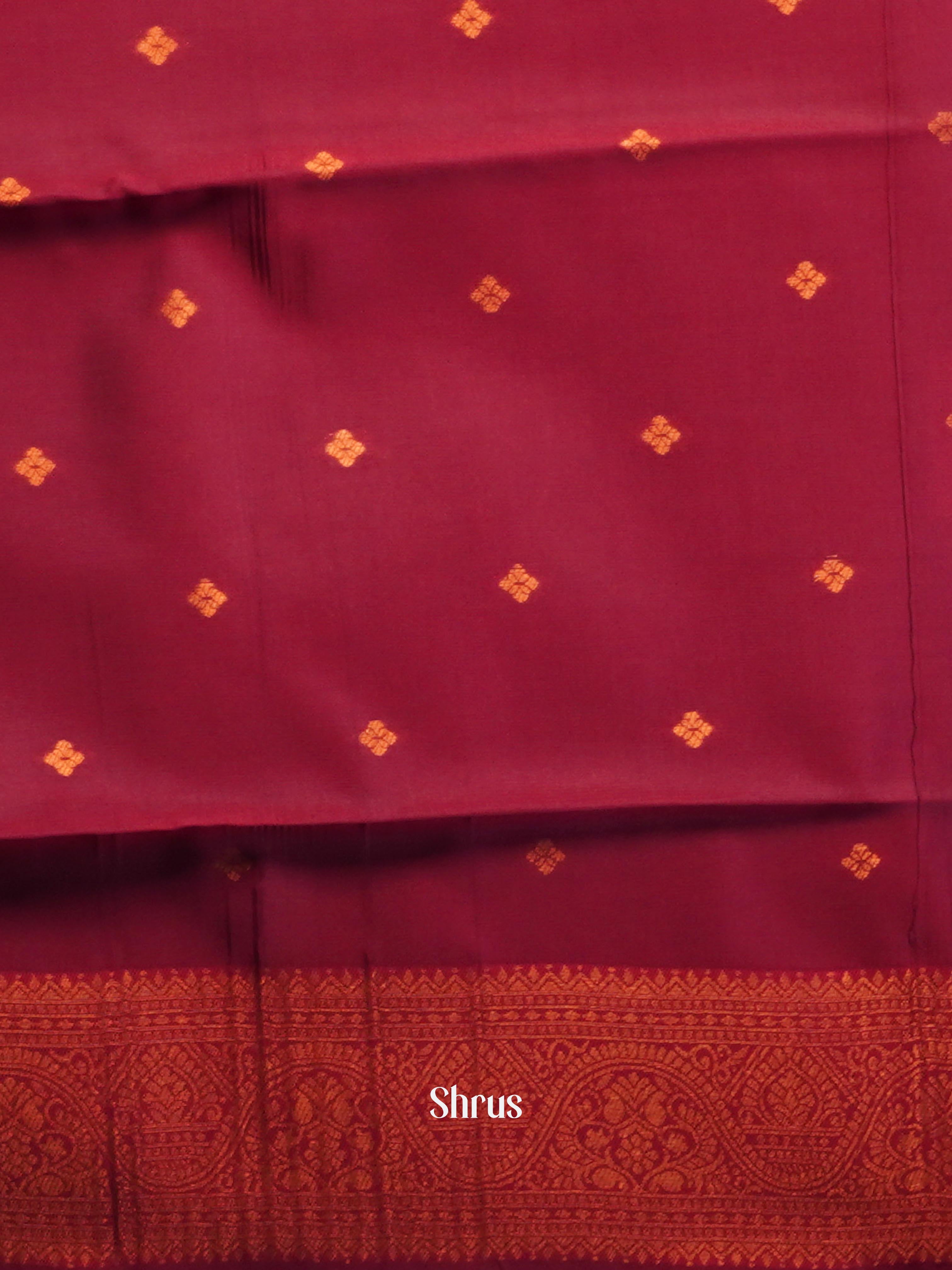 Green & Maroon - Semi Arani Silk Saree - Shop on ShrusEternity.com
