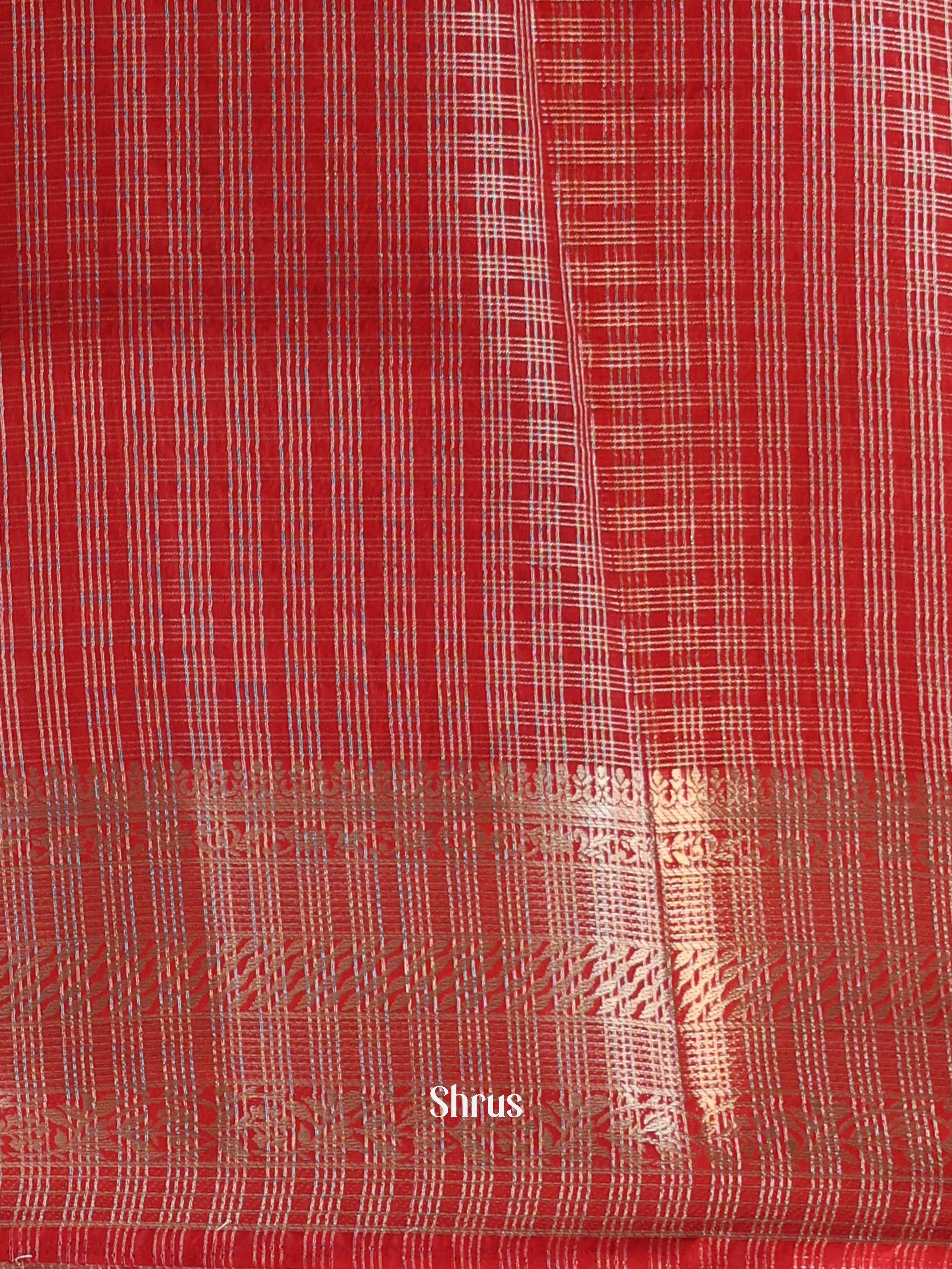Green & Red - Semi Dupion Saree - Shop on Shrus.com