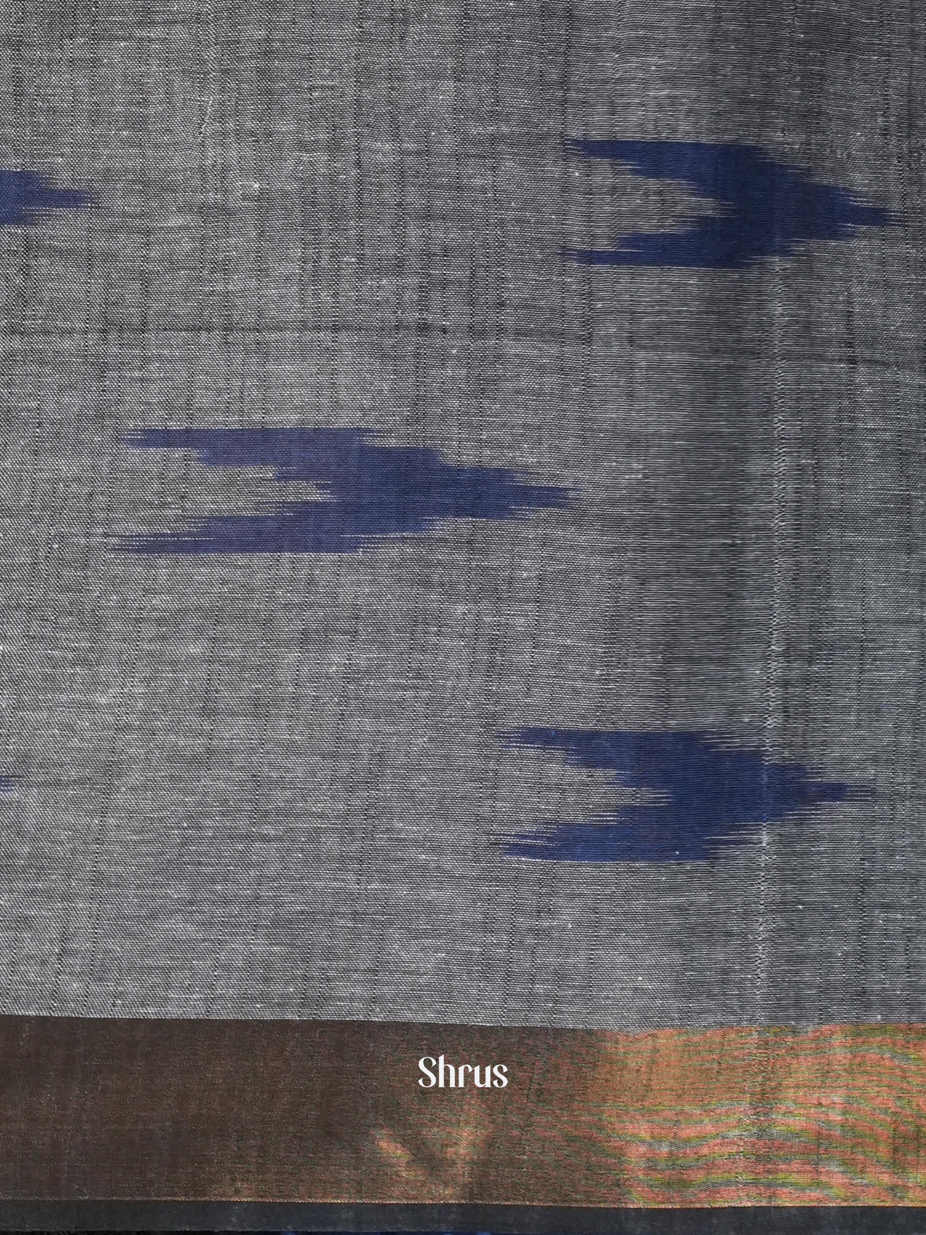 Blue & Grey - Semi Ikkat Saree - Shop on ShrusEternity.com