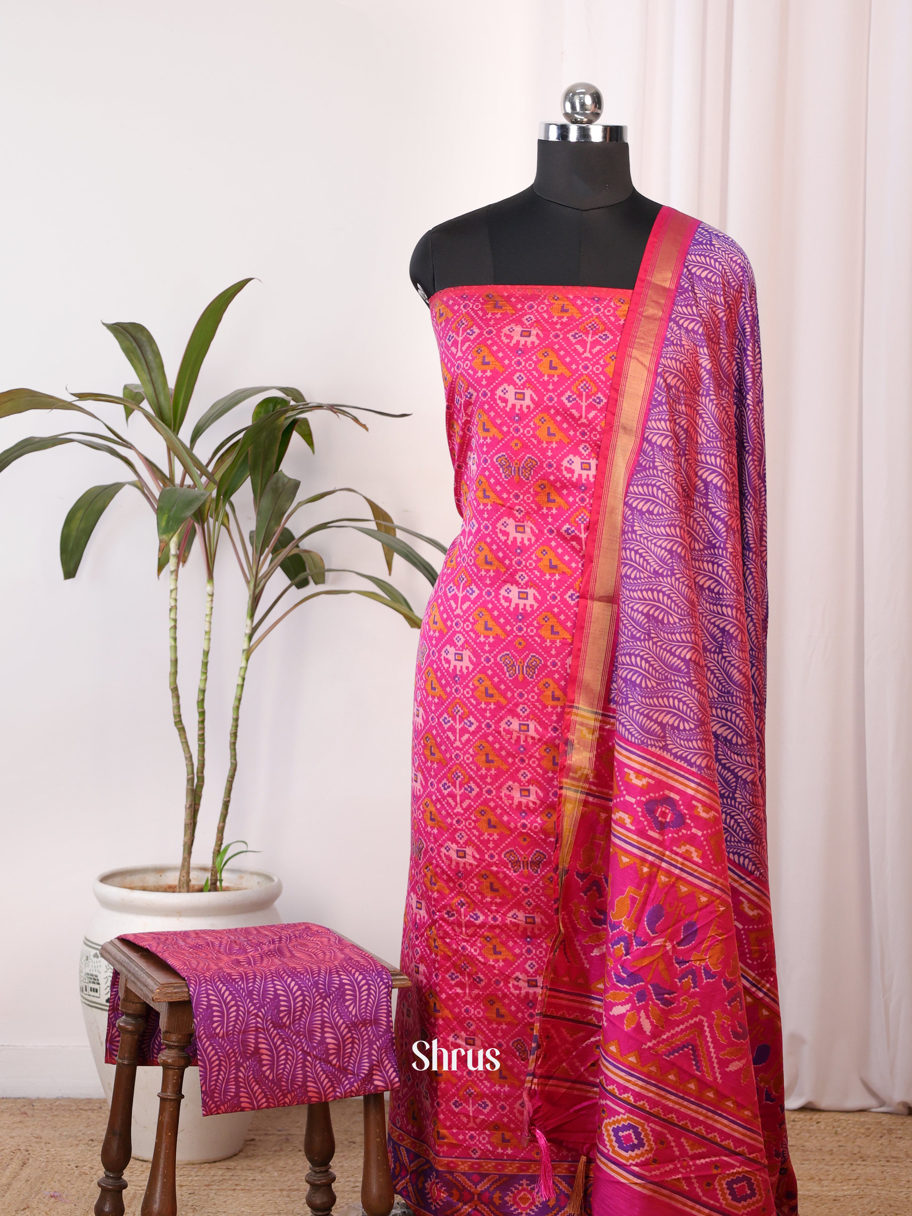 Pink & Purple - semi patola salwar - Shop on Shrus.com