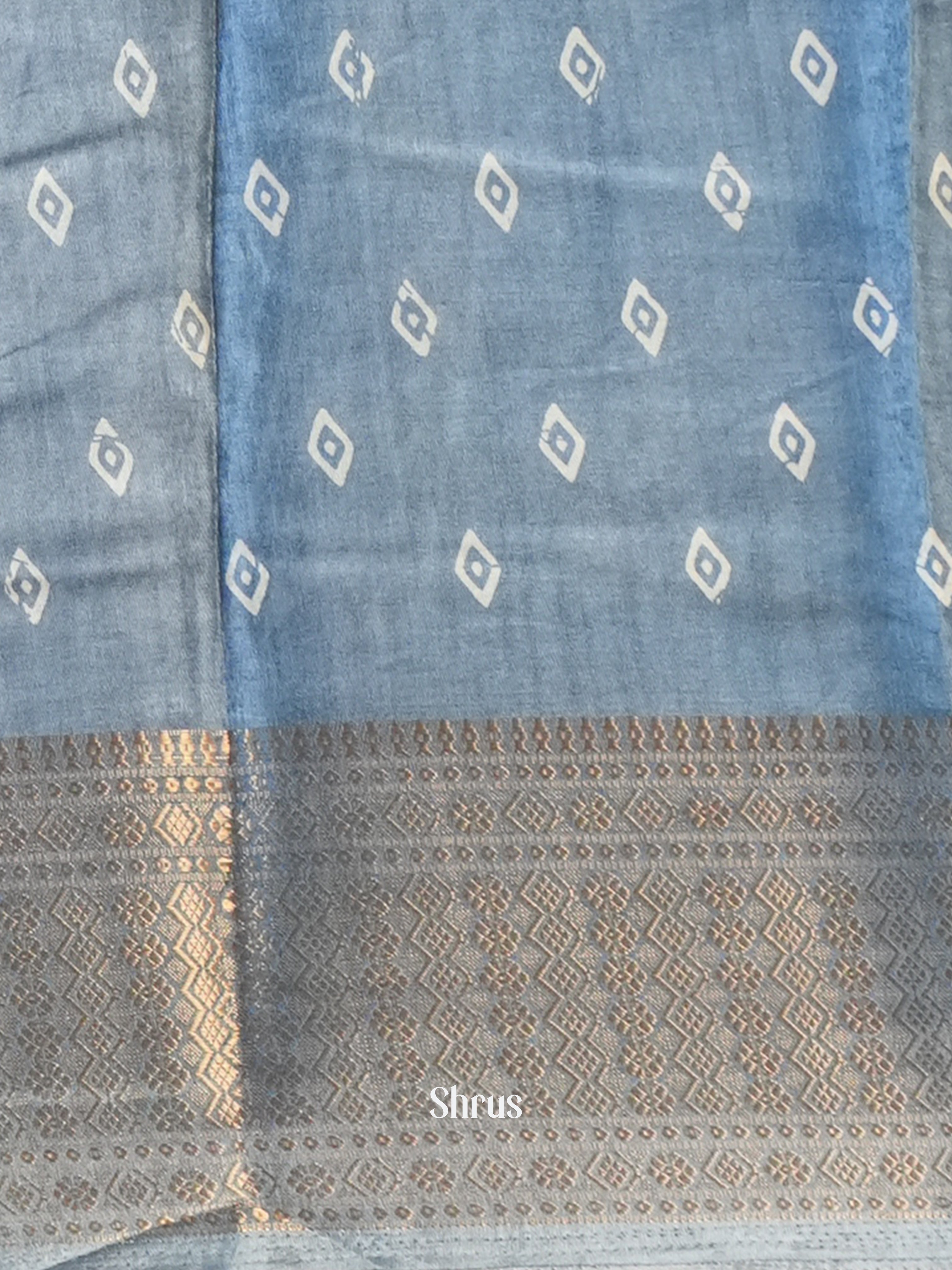 Lite Blue - Semi Crepe Saree - Shop on Shrus.com