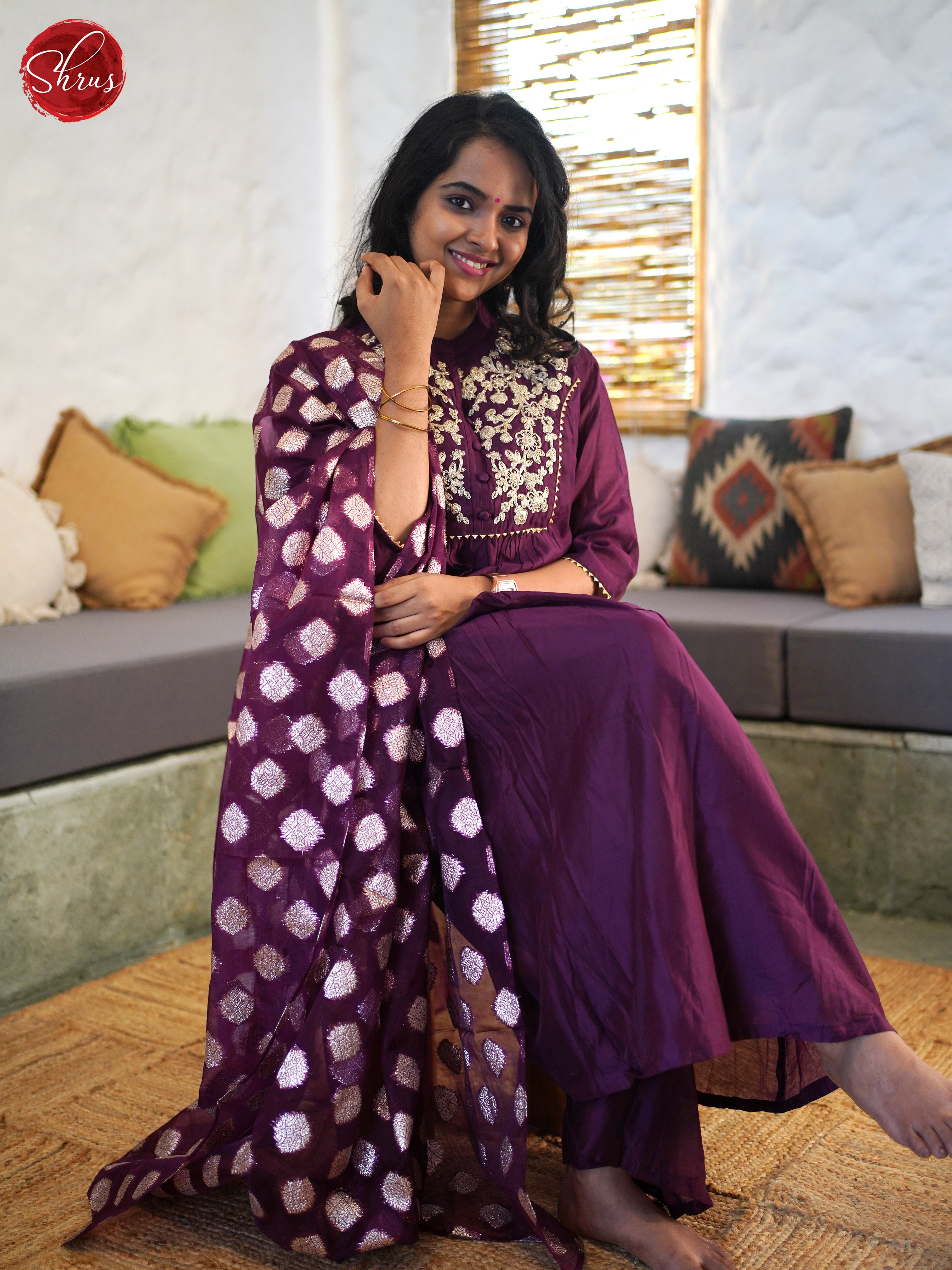 WIne -embroidered 3pc Readymade Suits - Shop on ShrusEternity.com