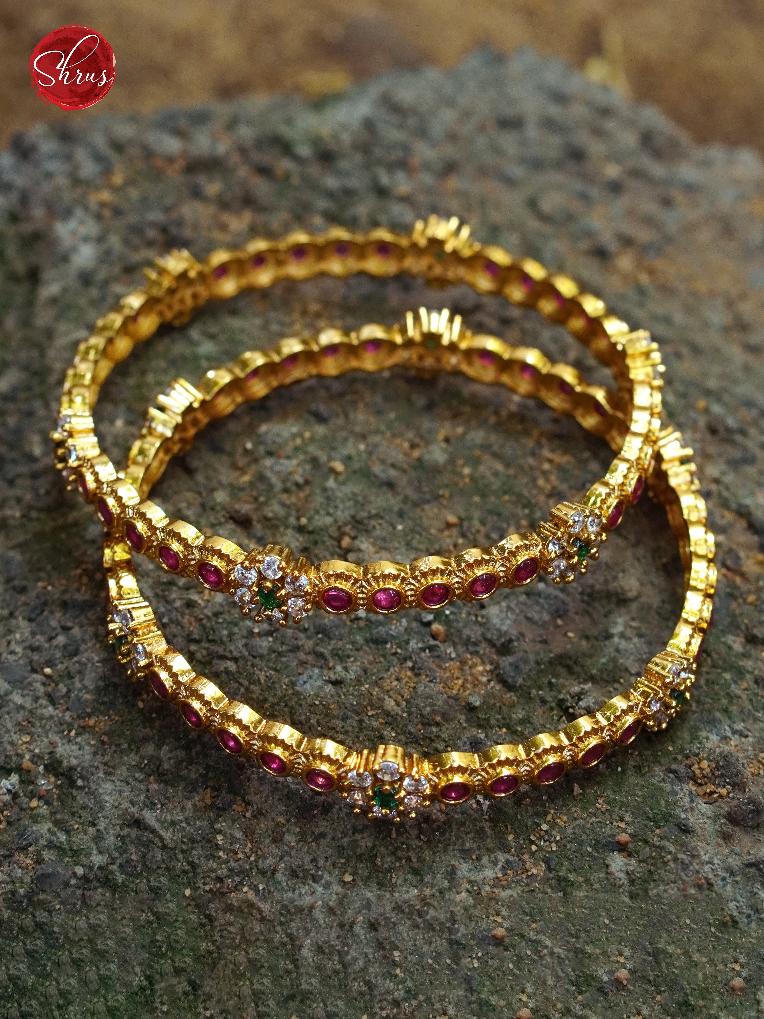 Red Stone Bangles  - Accessories