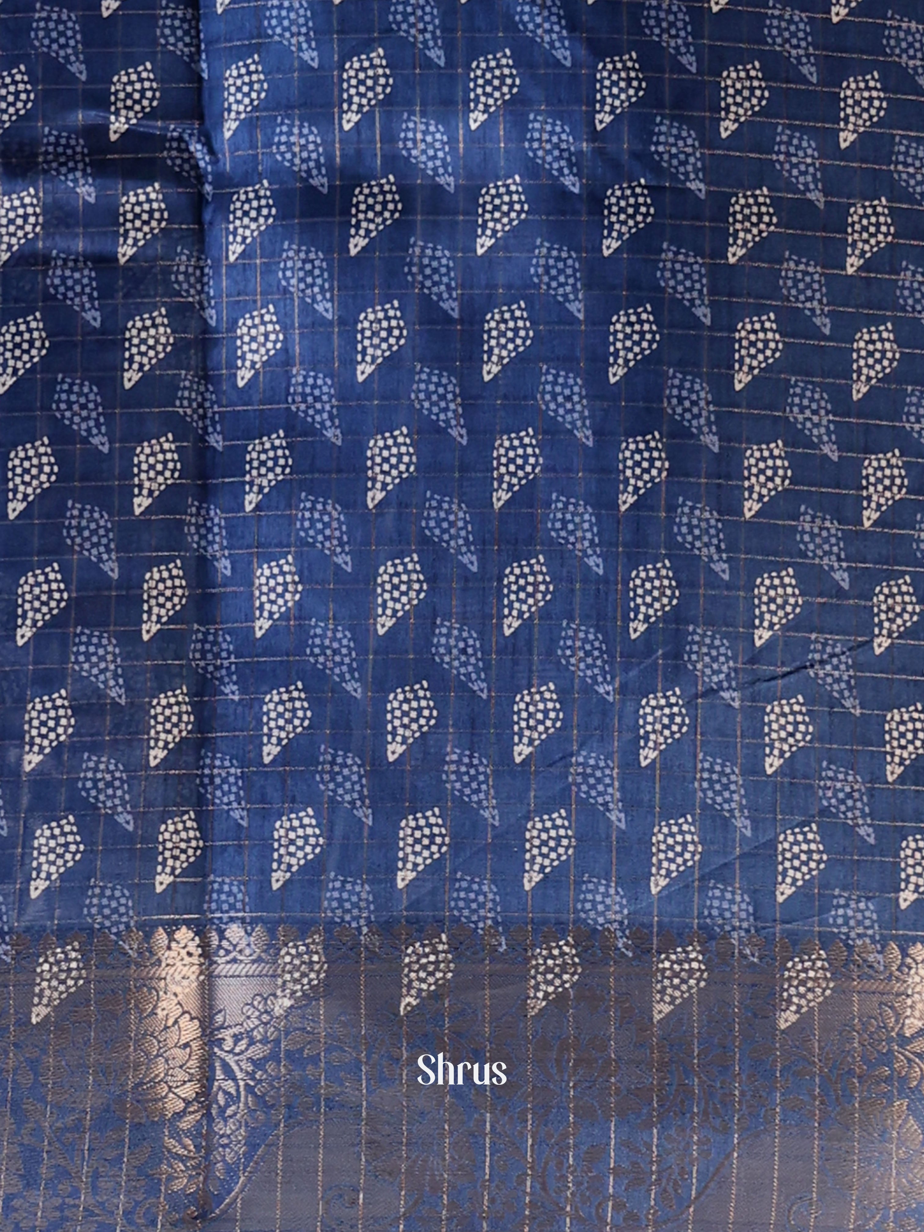 Blue- Semi Crepe Saree - Shop on Shrus.com