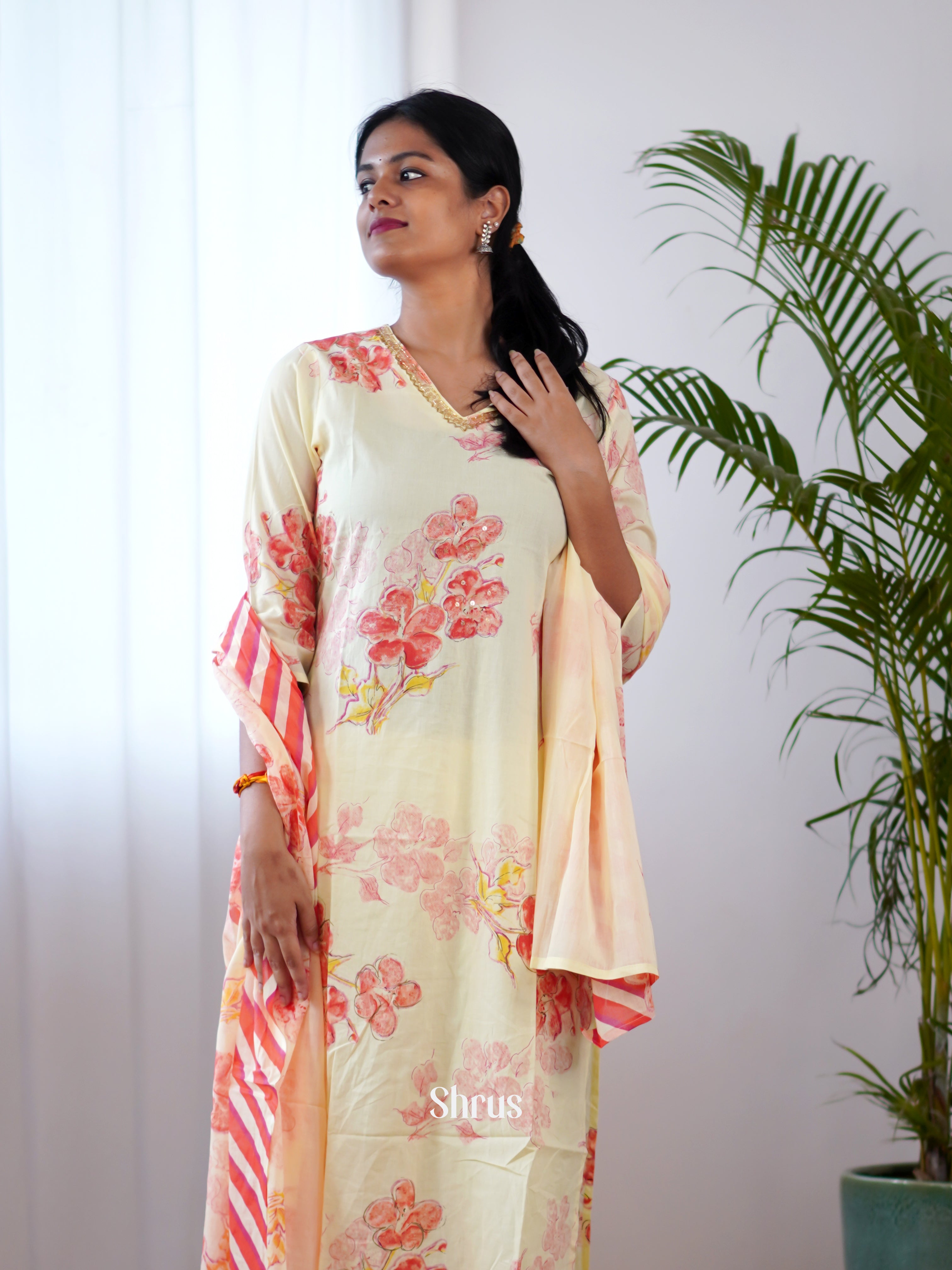 Cream- 3pc Readymade Suits - Shop on ShrusEternity.com