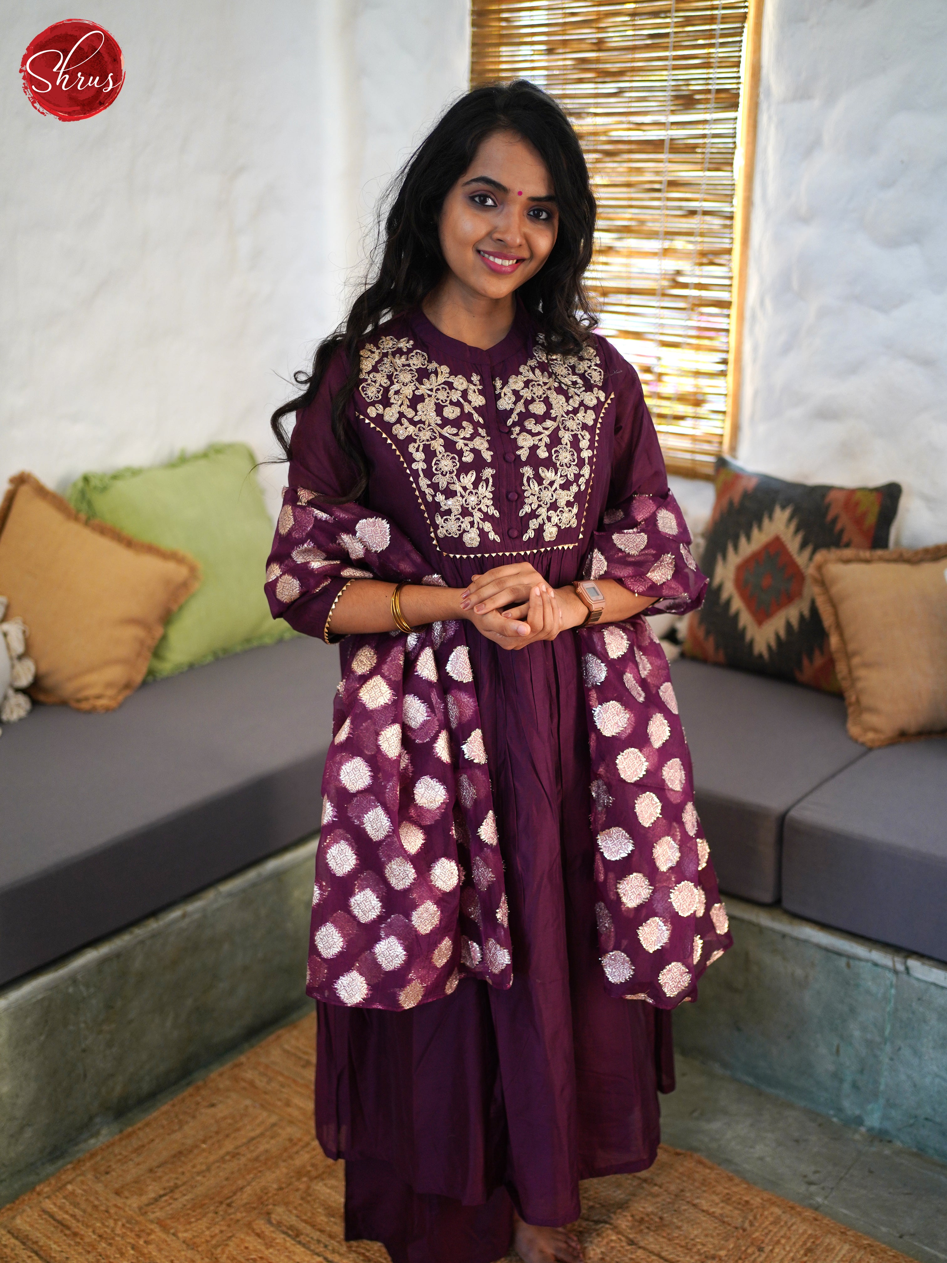 WIne -embroidered 3pc Readymade Suits - Shop on ShrusEternity.com