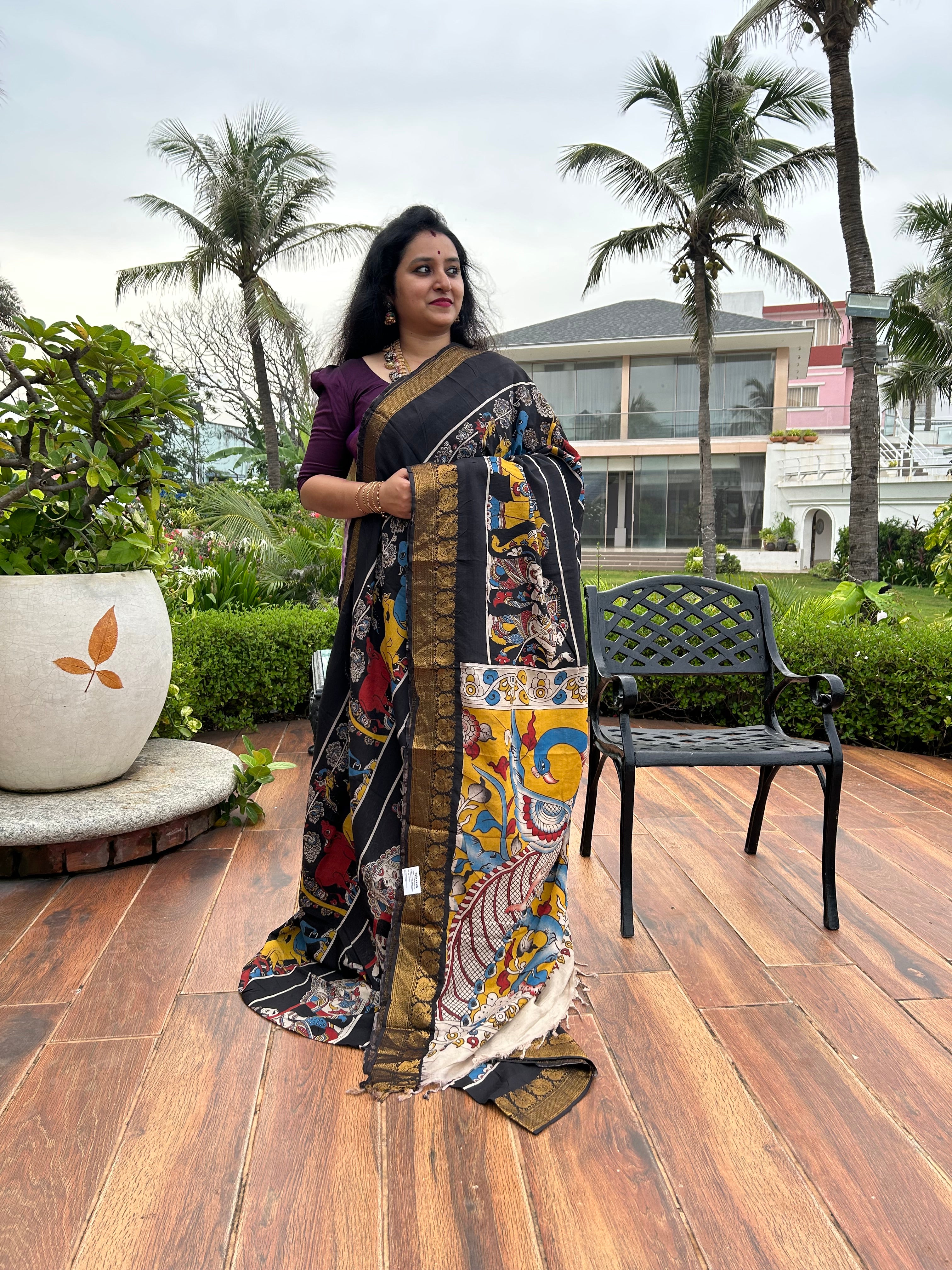 Black & Beige - chinnur kalamakri - Shop on ShrusEternity.com