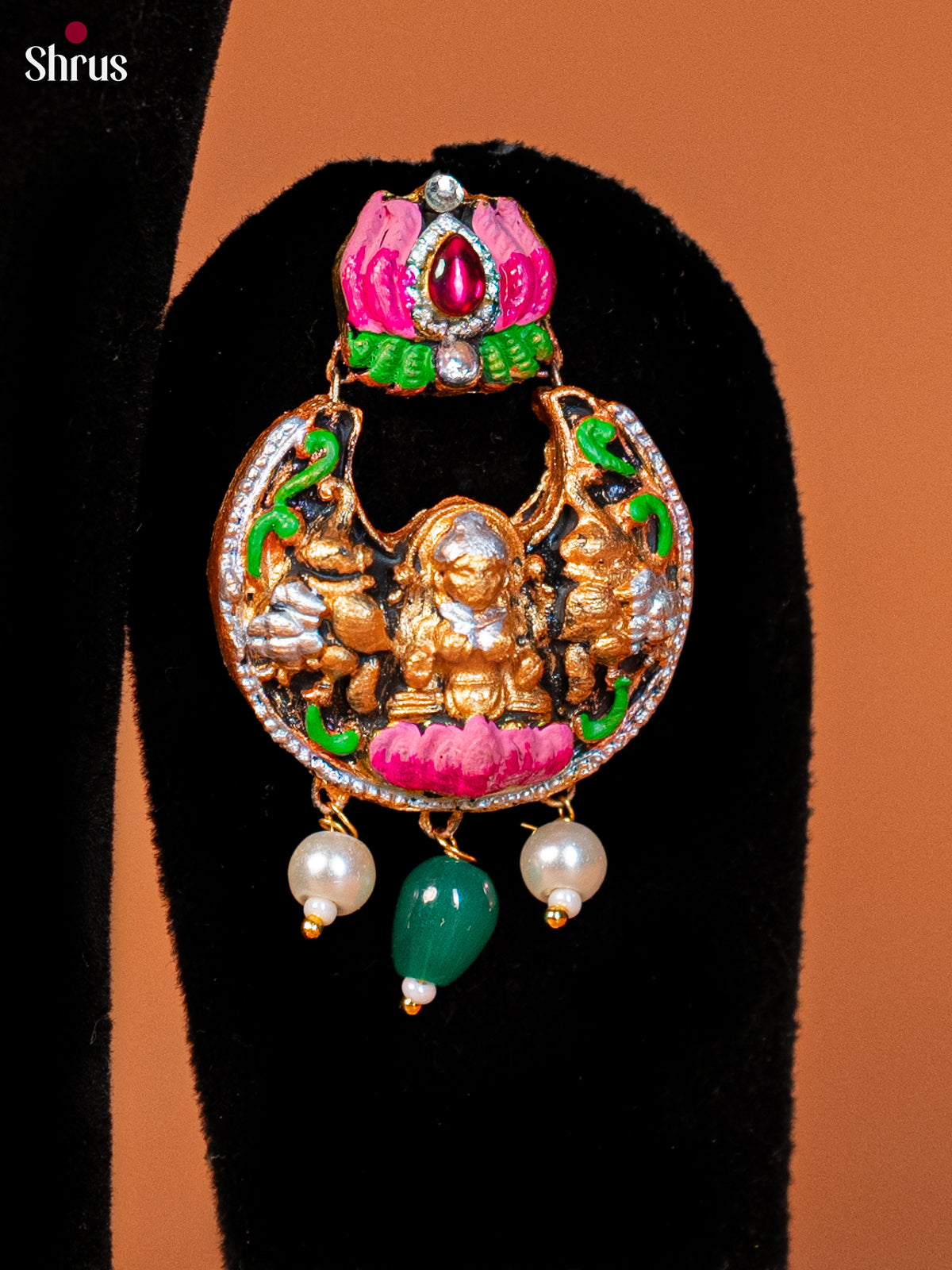 Lakshmi Haram with Lotus motifs Terracotta Jewellery- Accessories