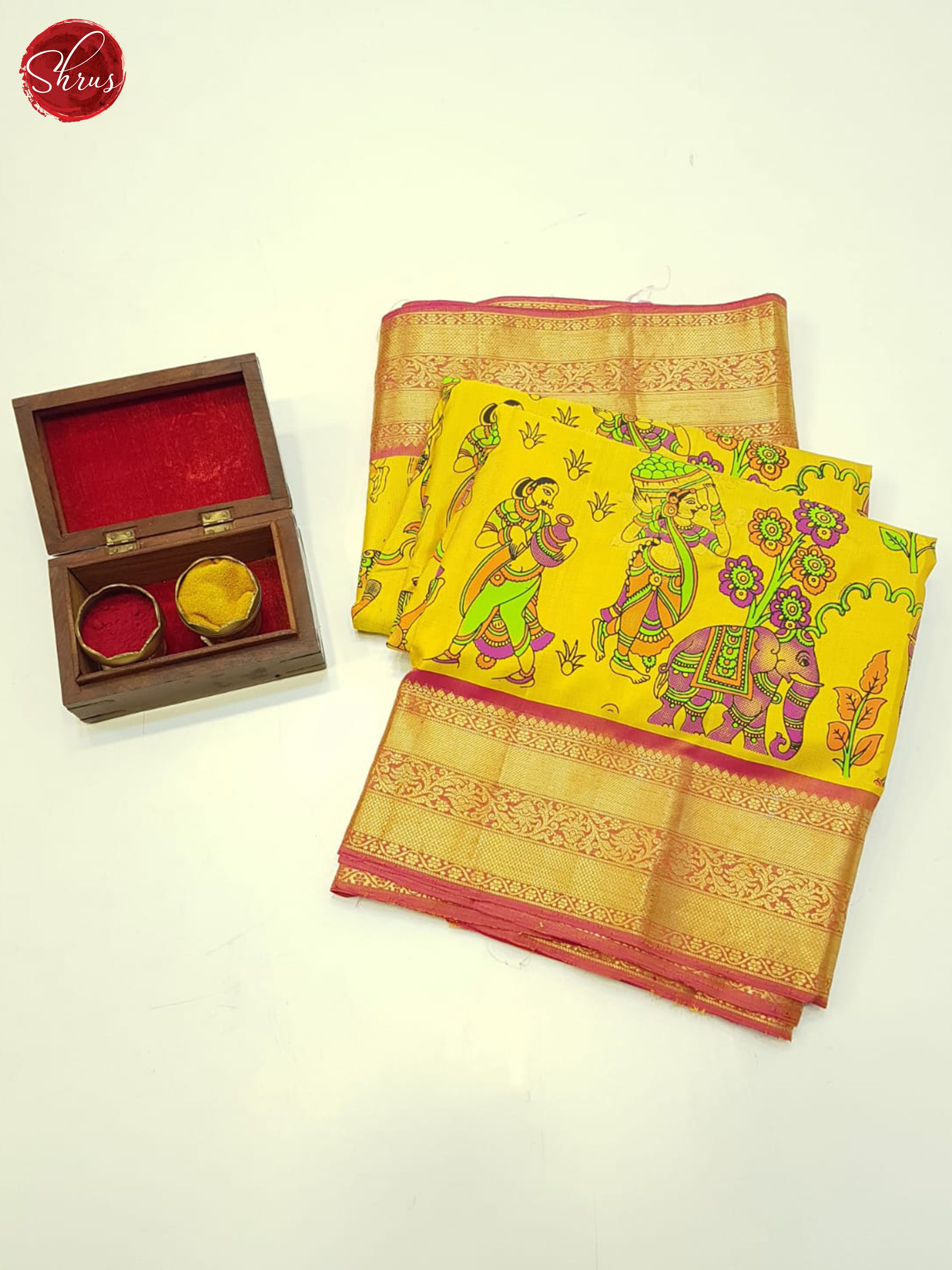 Yellow & Orange - Soft Silk Saree - Shop on ShrusEternity.com