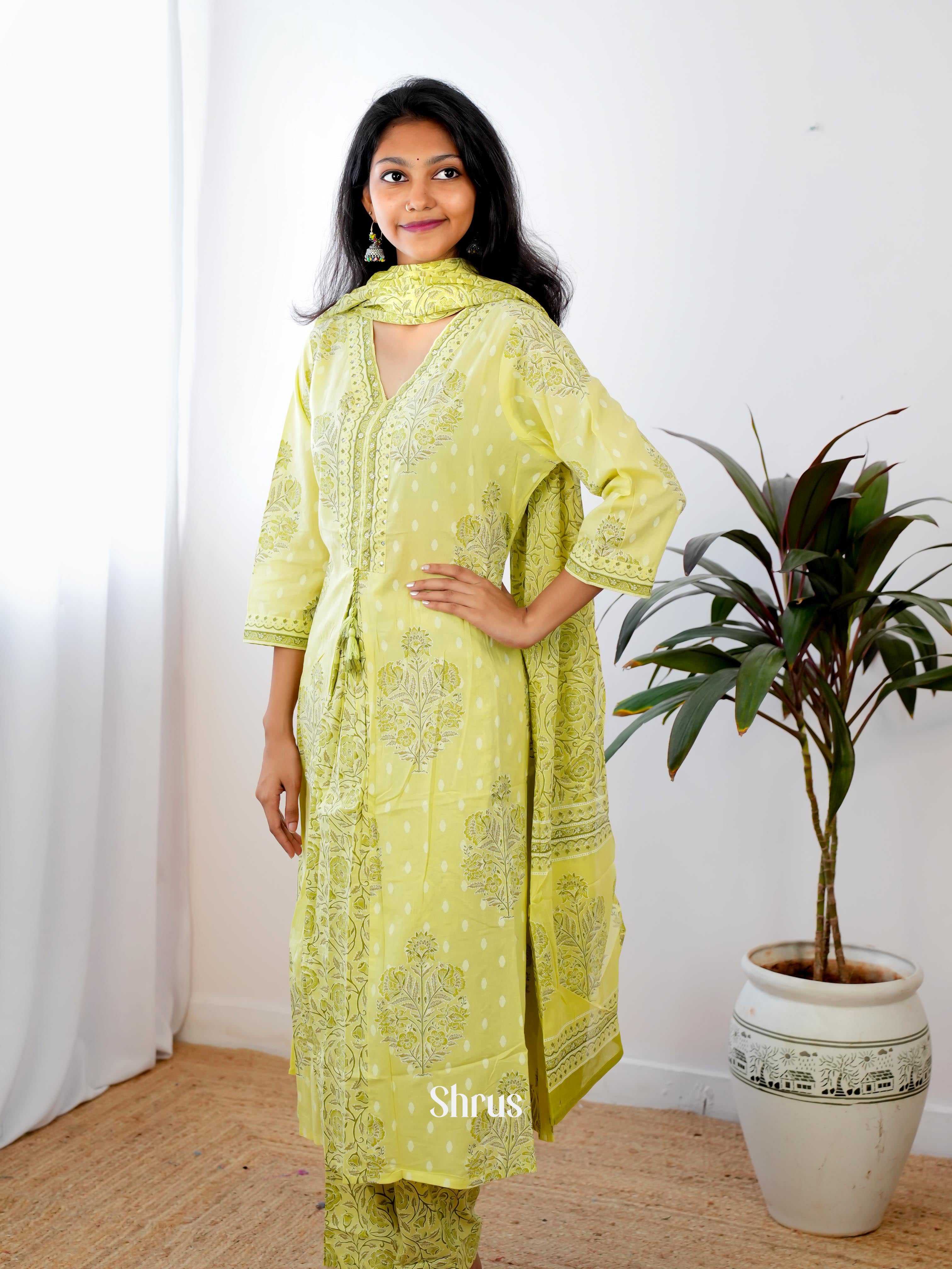Green - 3pc Printed Readymade Suits - Shop on ShrusEternity.com