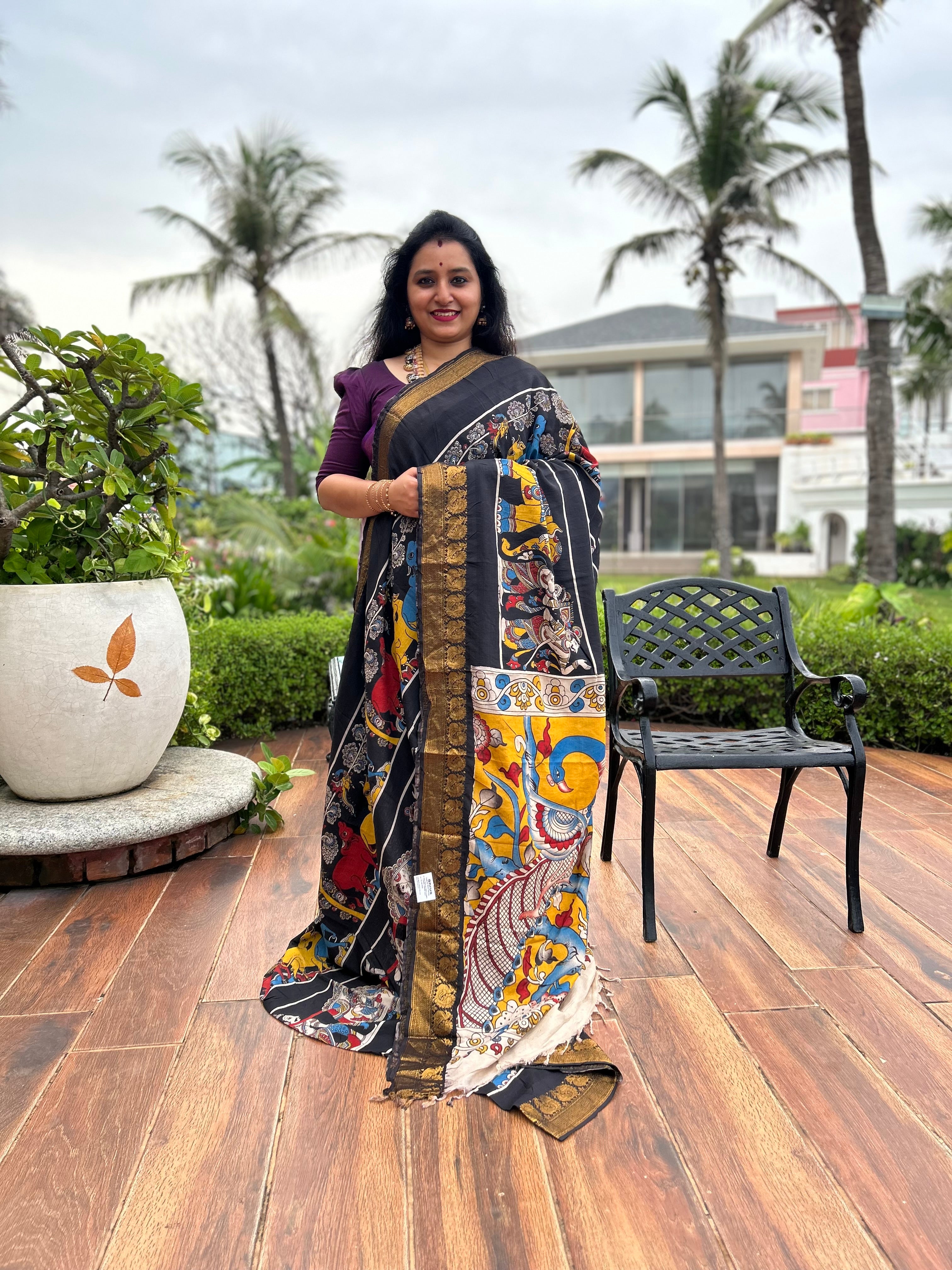 Black & Beige - chinnur kalamakri - Shop on ShrusEternity.com