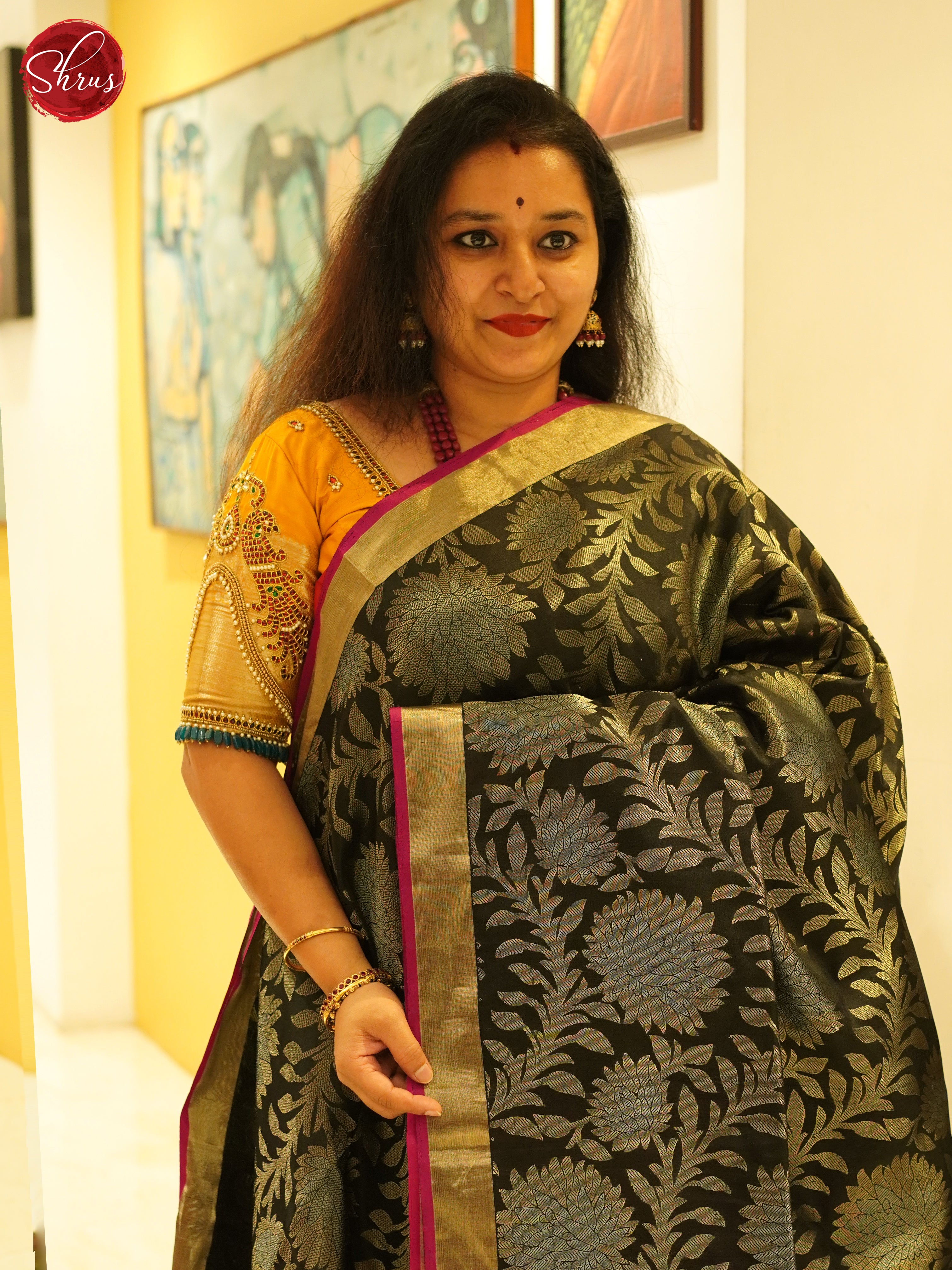 Black And Pink-Soft Silk Saree-1