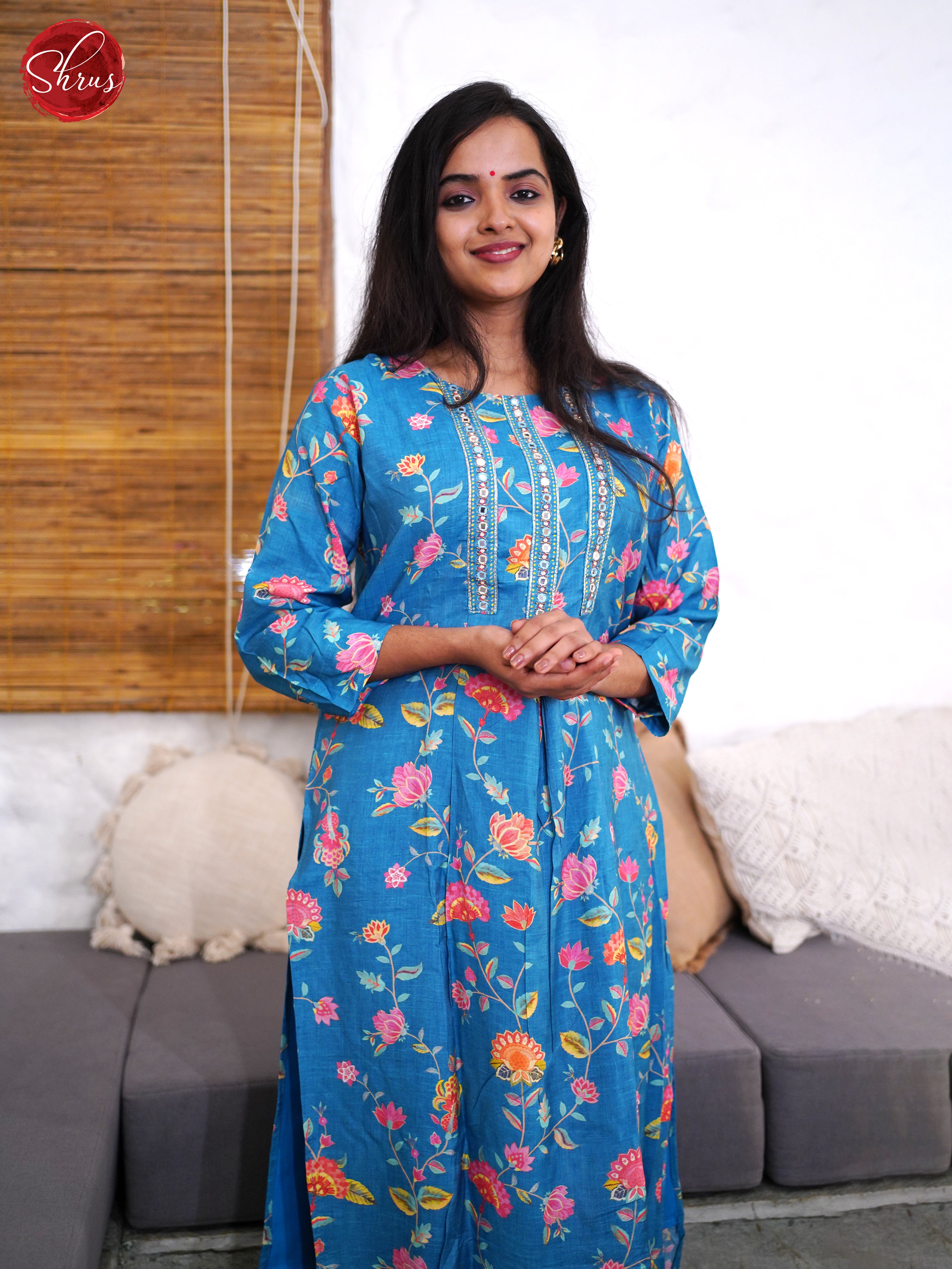 Blue - Printed 2-piece Readymade Salwar - Shop on ShrusEternity.com