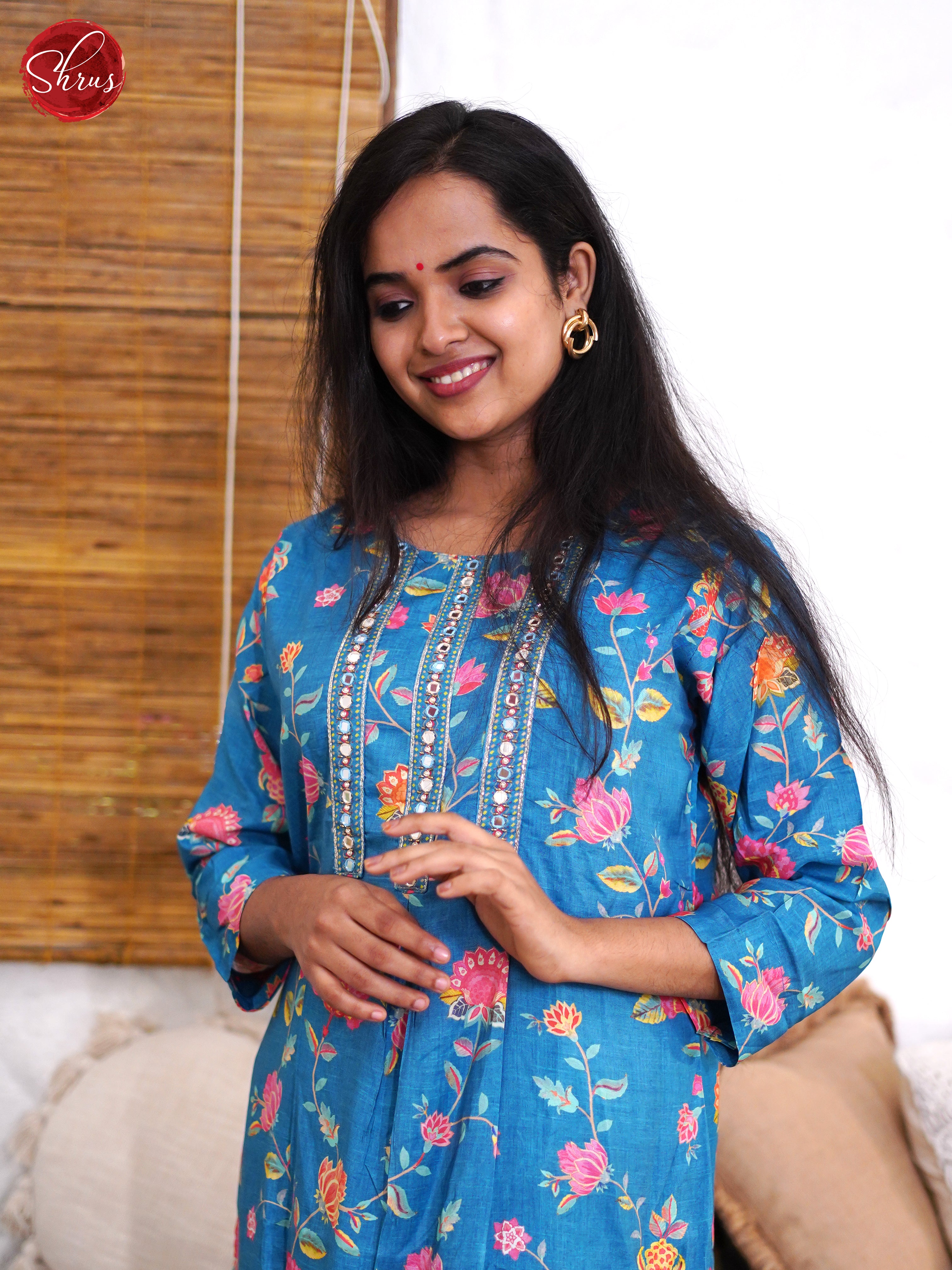 Blue - Printed 2-piece Readymade Salwar - Shop on ShrusEternity.com