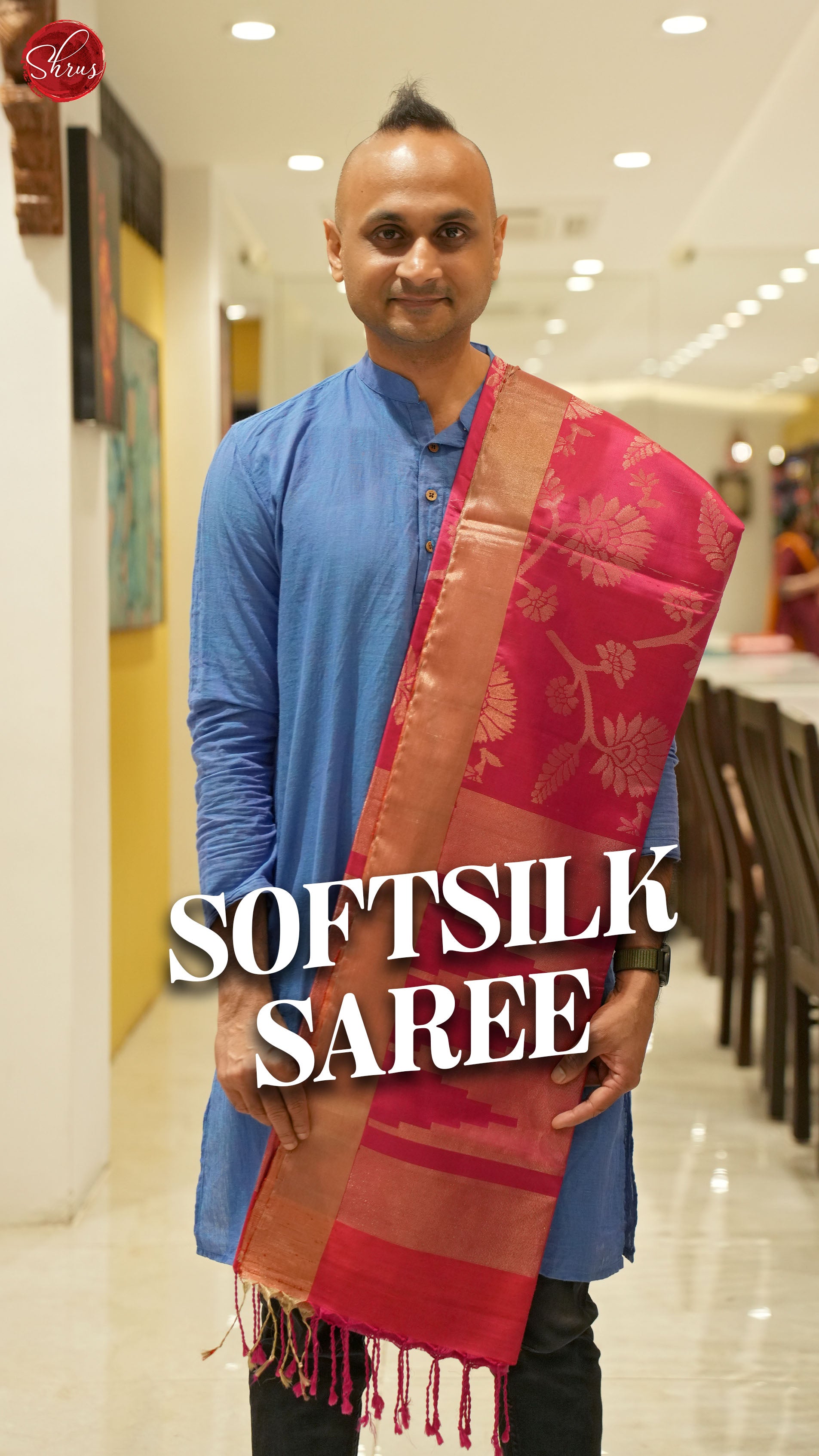 Pink(Single tone) - Soft Silk Saree - Shop on ShrusEternity.com