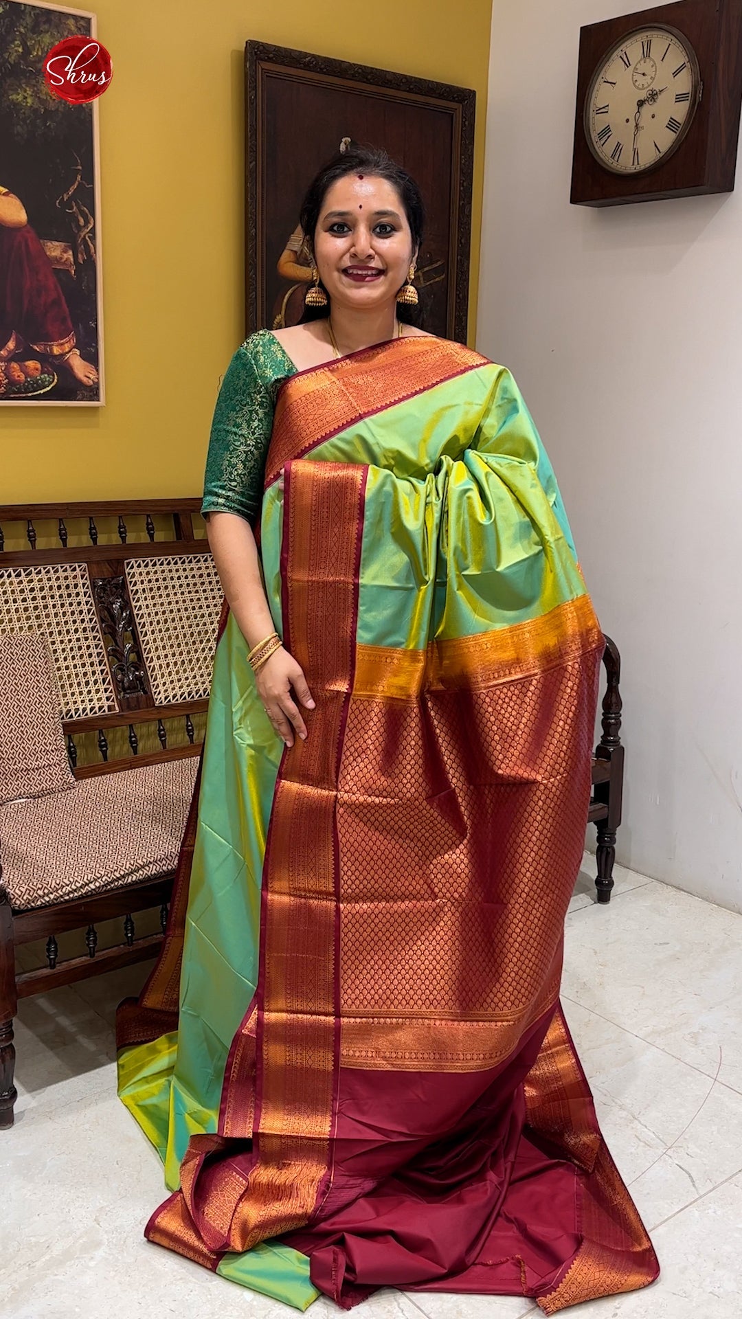 Green and Maroon - Semi Silk - Shop on ShrusEternity.com