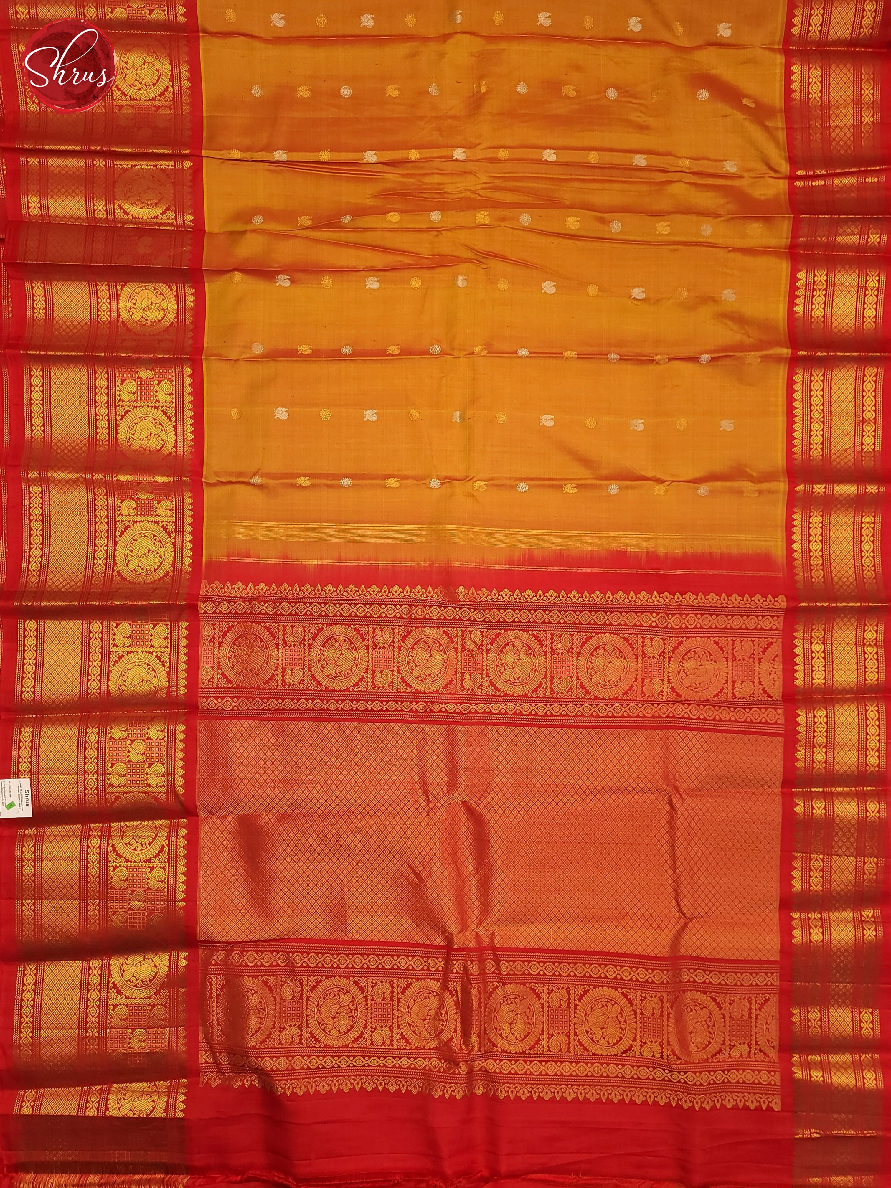 Mango Yellow & Red - Gadwal Silk - Shop on ShrusEternity.com