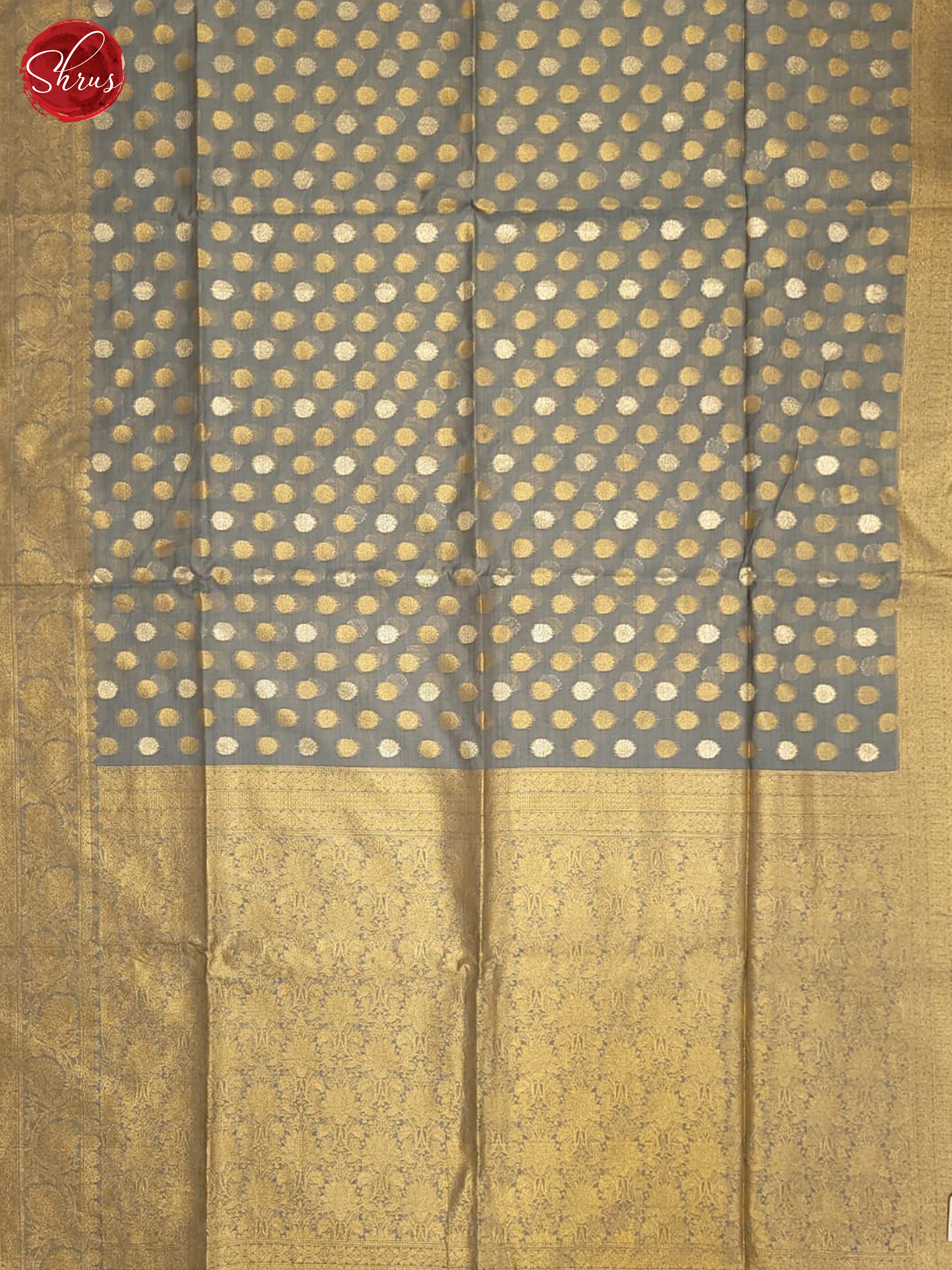 Grey(Single Tone)- Semi Banarasi Saree - Shop on ShrusEternity.com