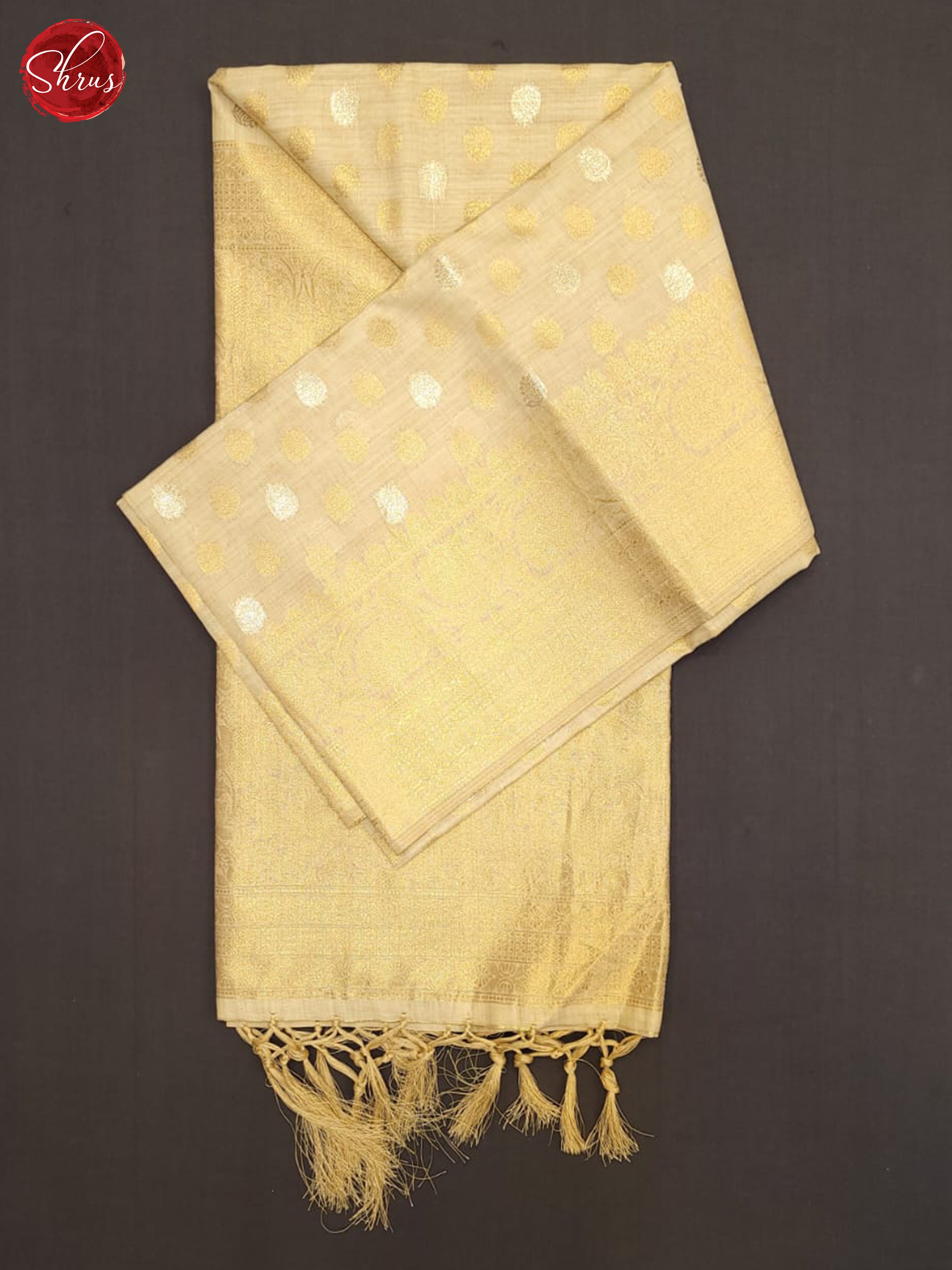 Beige(Single Tone) - Semi Banarasi Saree - Shop on ShrusEternity.com