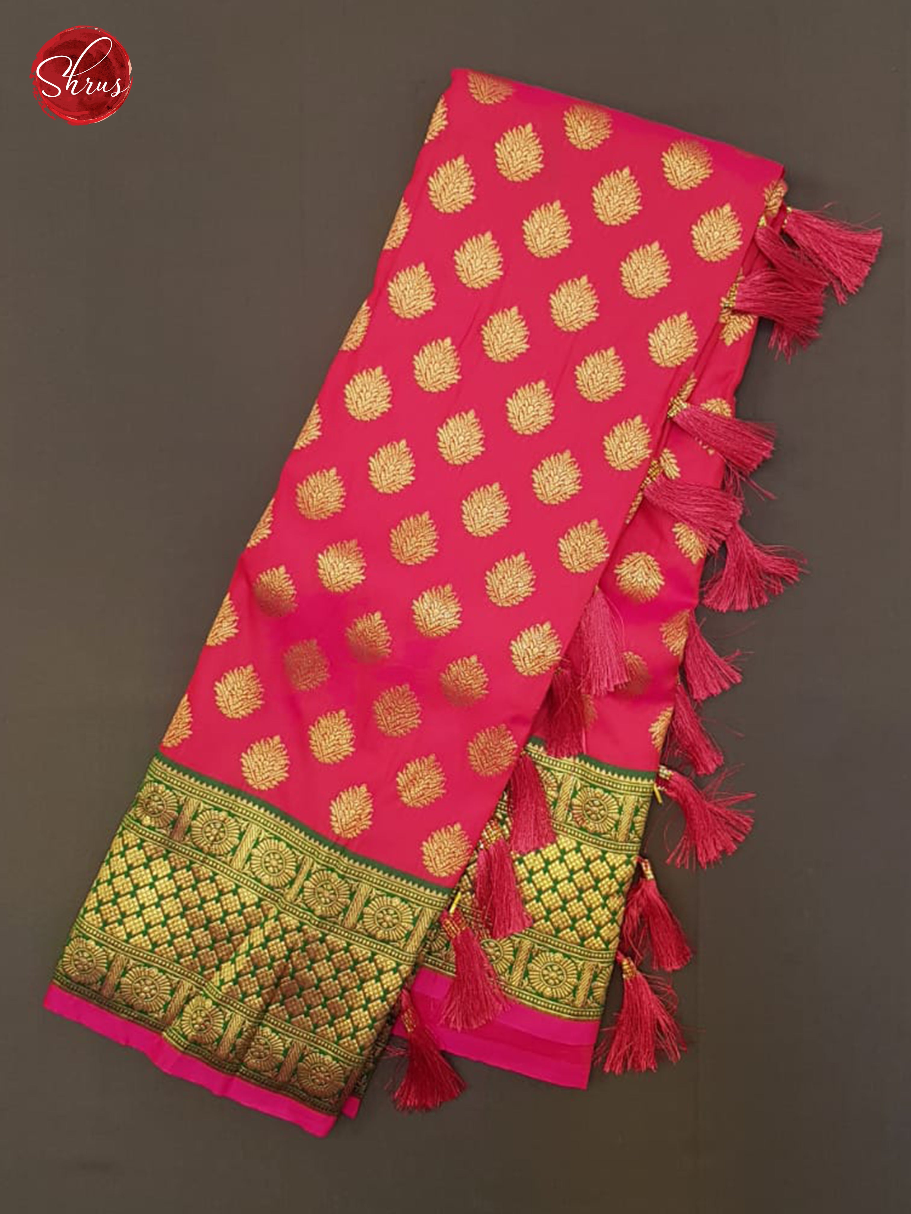 Pink & Green - Semi kanchipuram saree - Shop on ShrusEternity.com