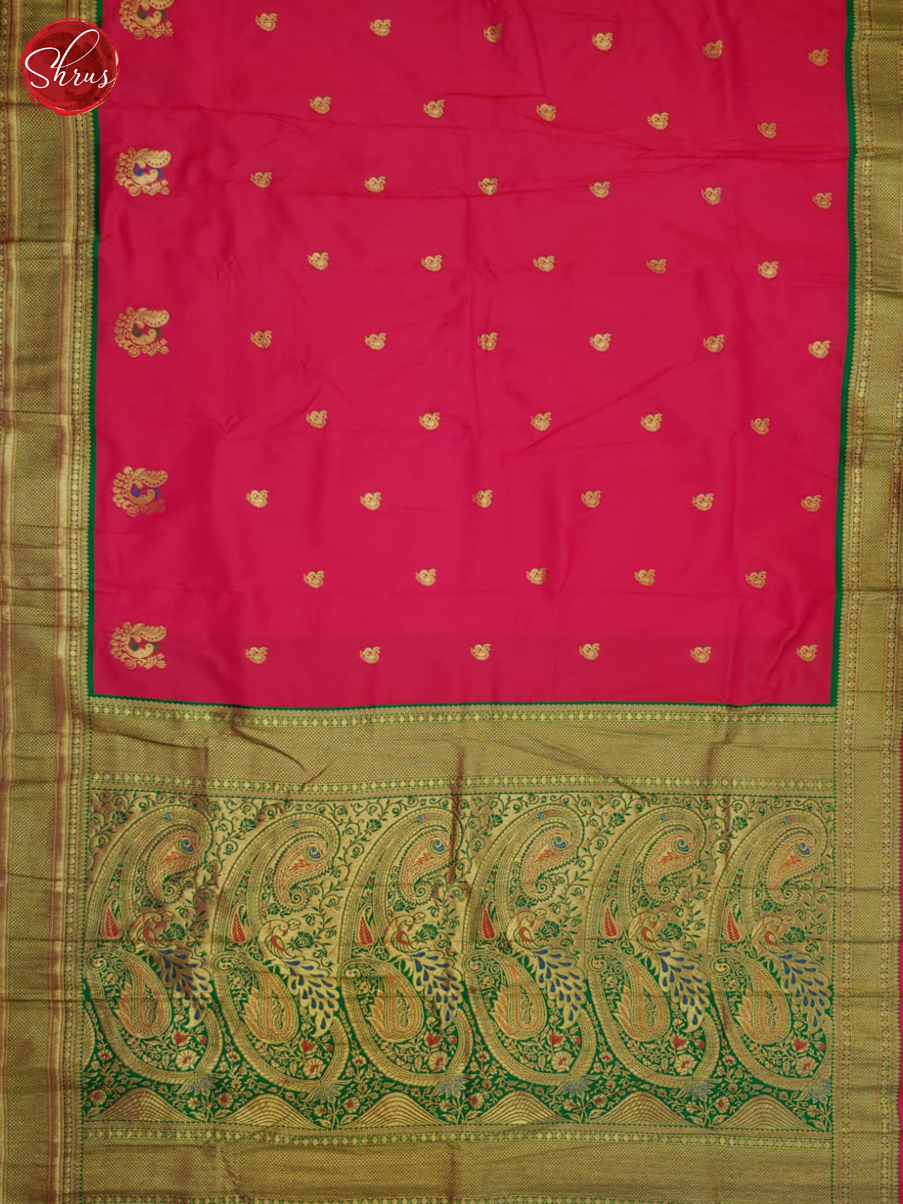 Pink & Green - Semi kanchipuram saree - Shop on ShrusEternity.com