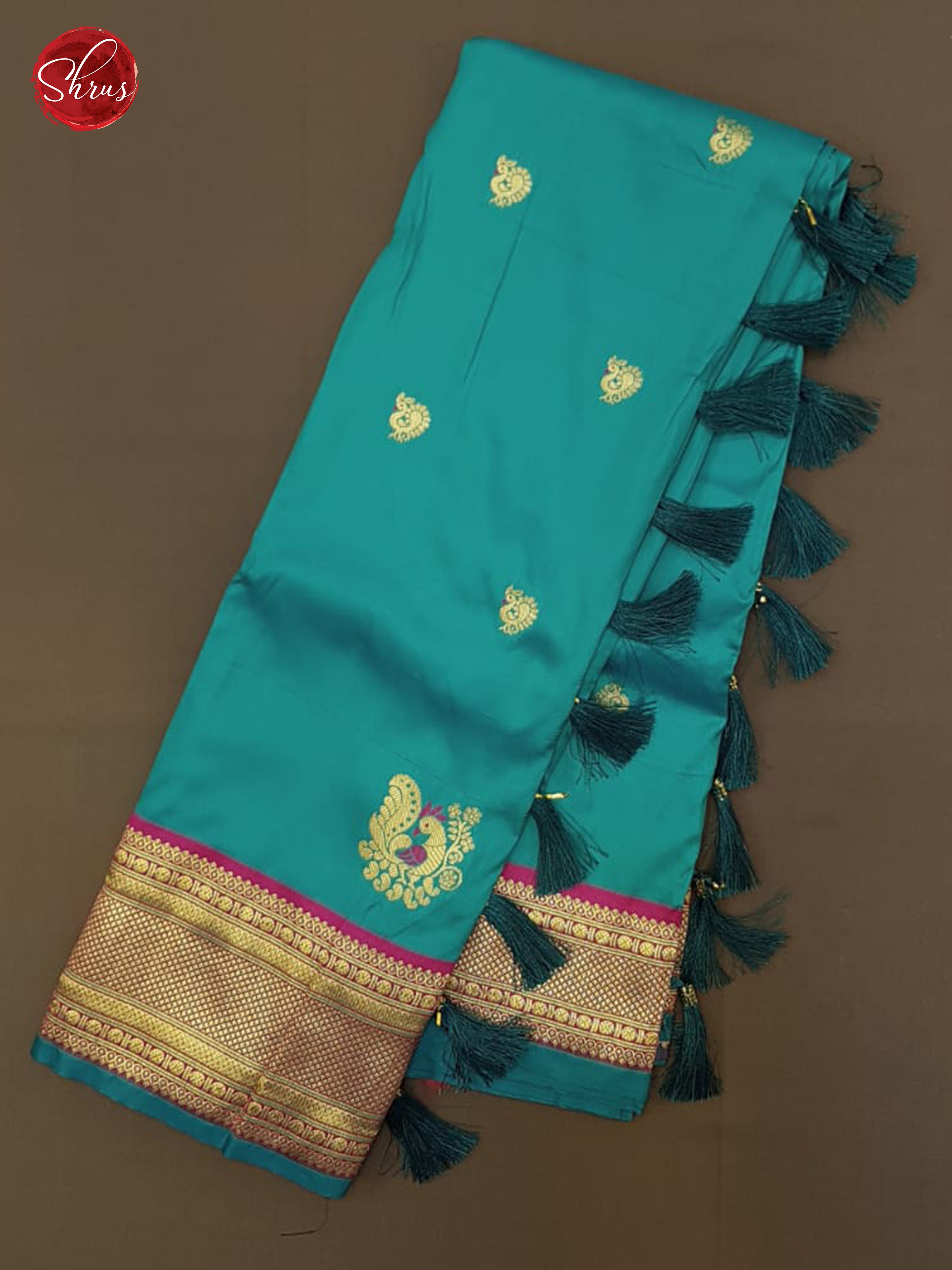 Blue & Pink - Semi kanchipuram saree - Shop on ShrusEternity.com