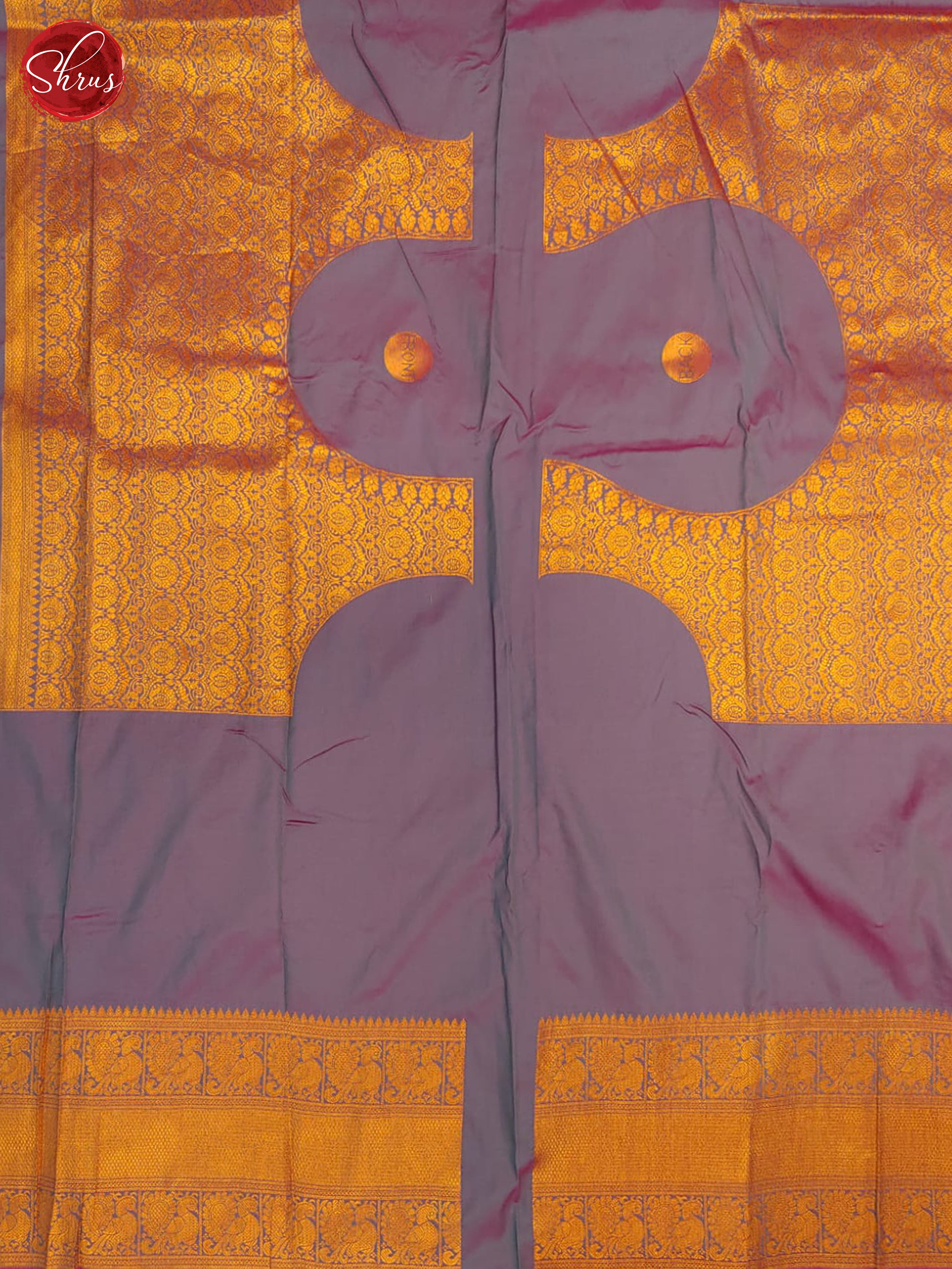 Orangish Pink & Blue - Semi kanchipuram saree - Shop on ShrusEternity.com