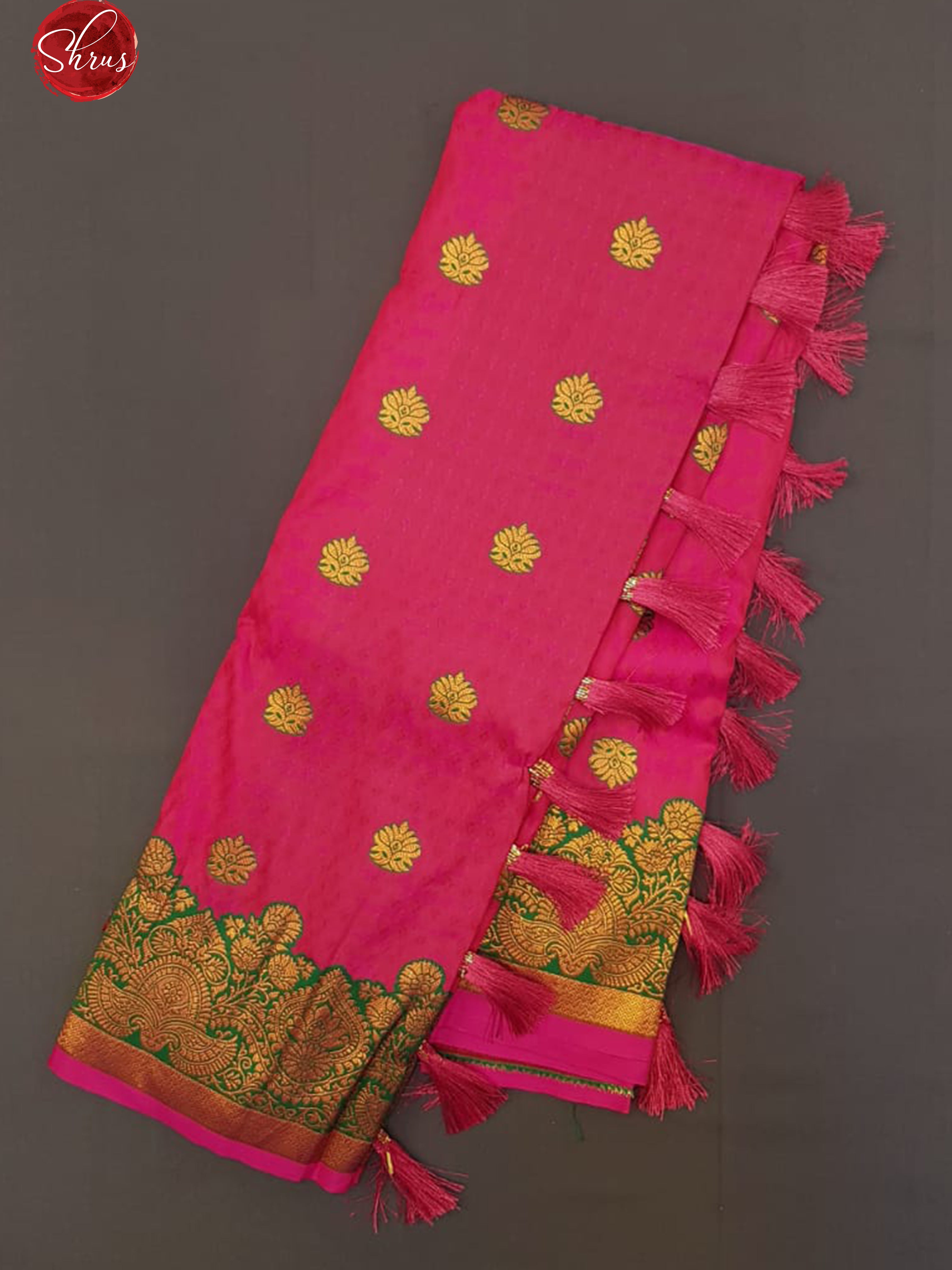 Pink & Green - Semi kanchipuram saree - Shop on ShrusEternity.com