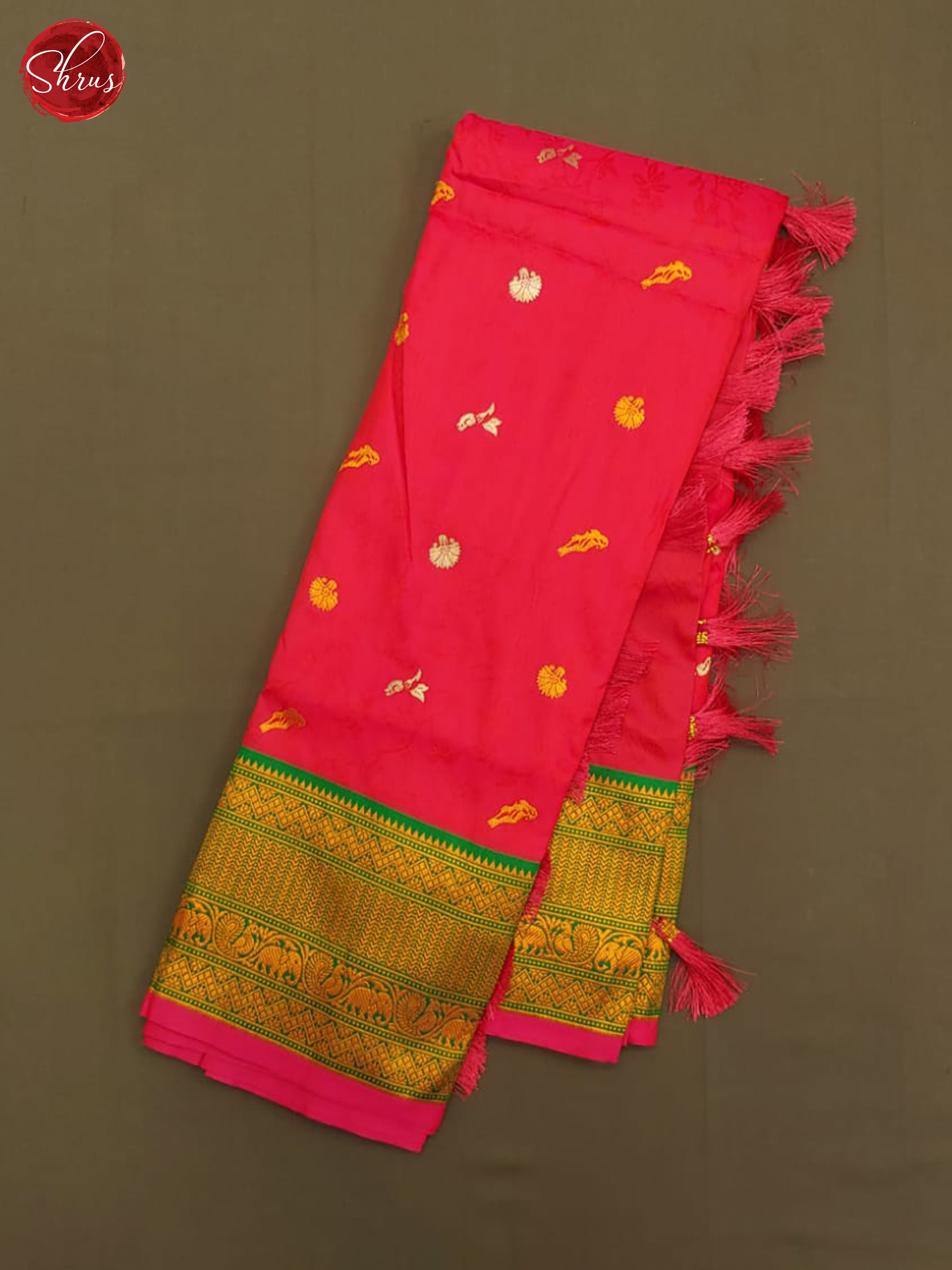 Pink & Green- Semi kanchipuram saree - Shop on ShrusEternity.com
