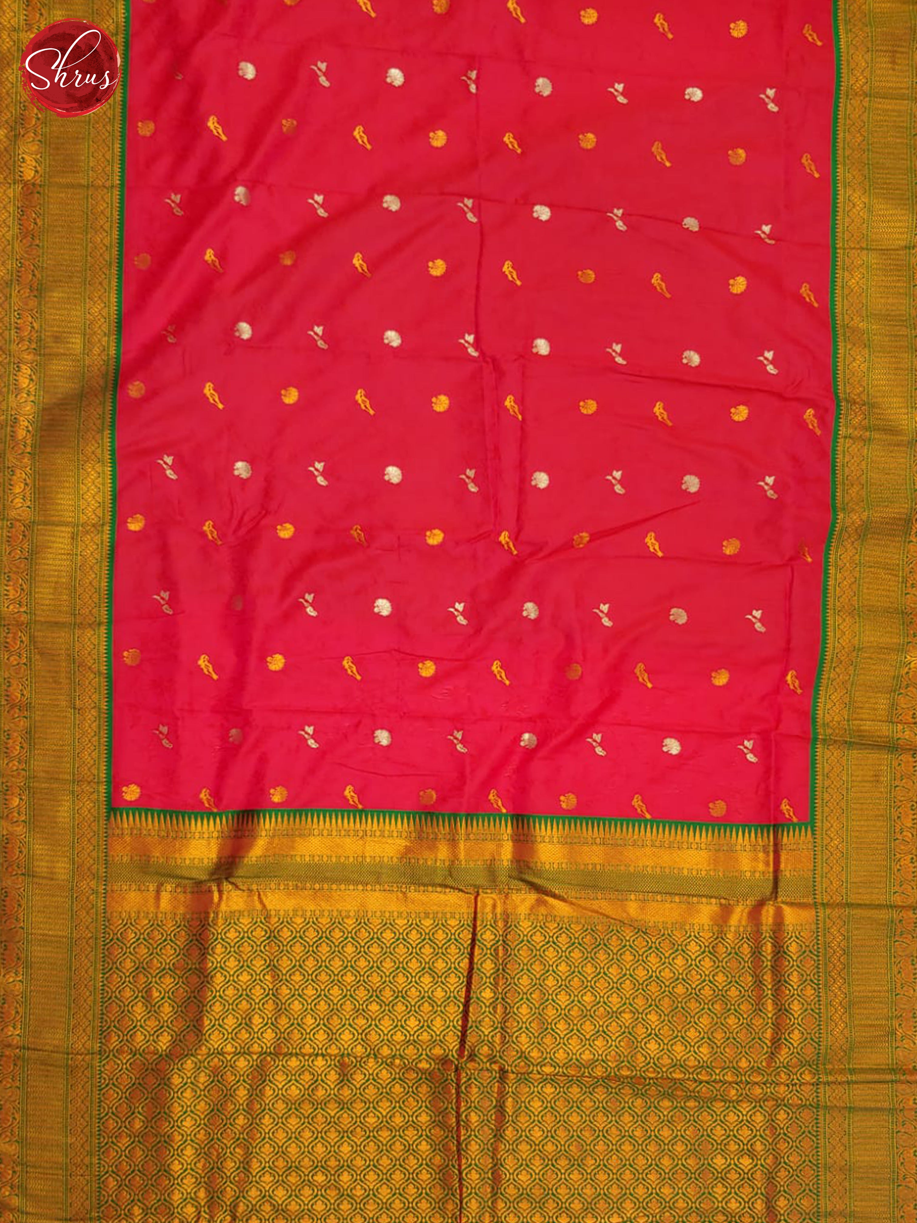 Pink & Green- Semi kanchipuram saree - Shop on ShrusEternity.com