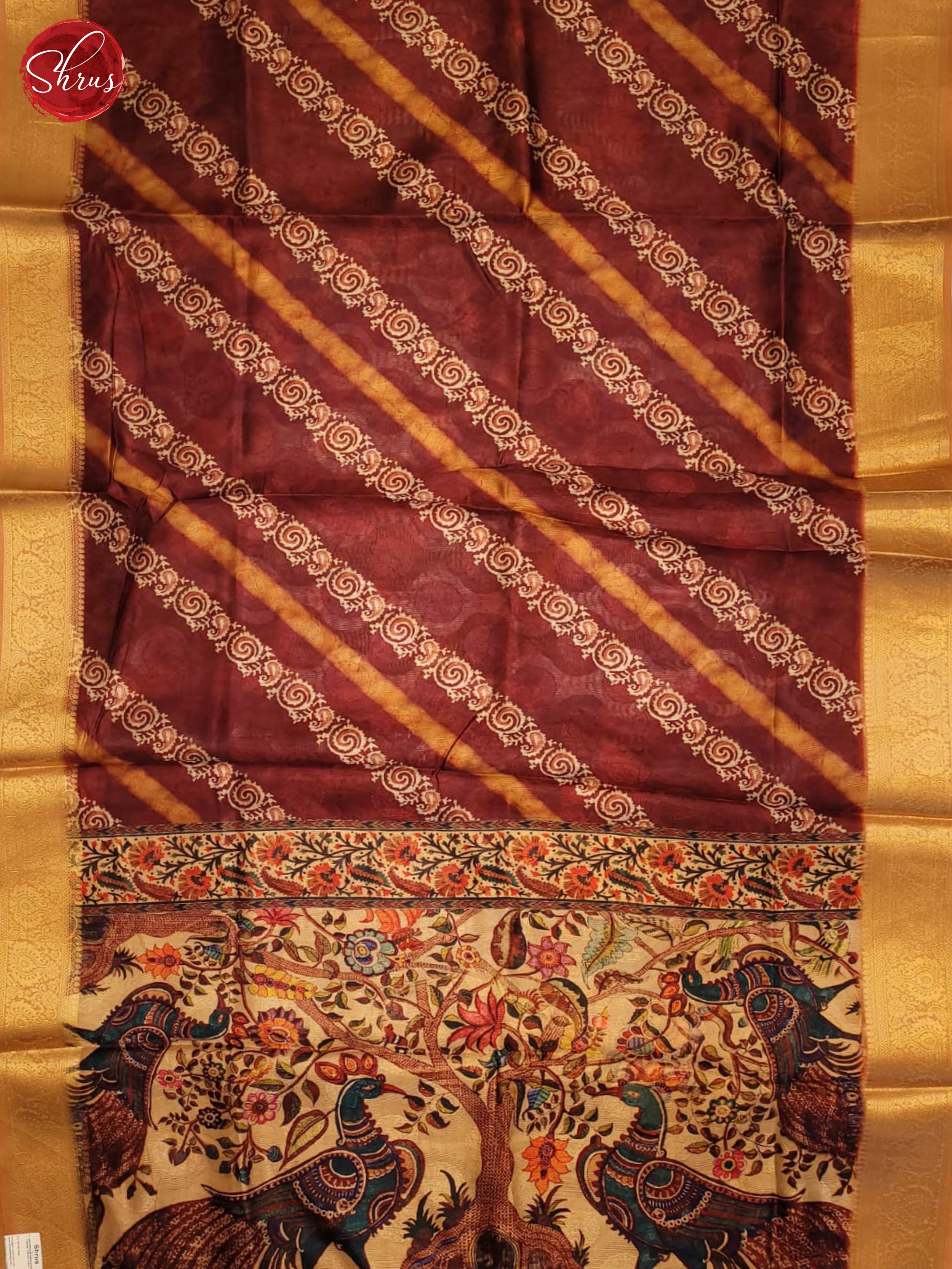 Maroon(Single Tone) - Semi jute Saree - Shop on ShrusEternity.com