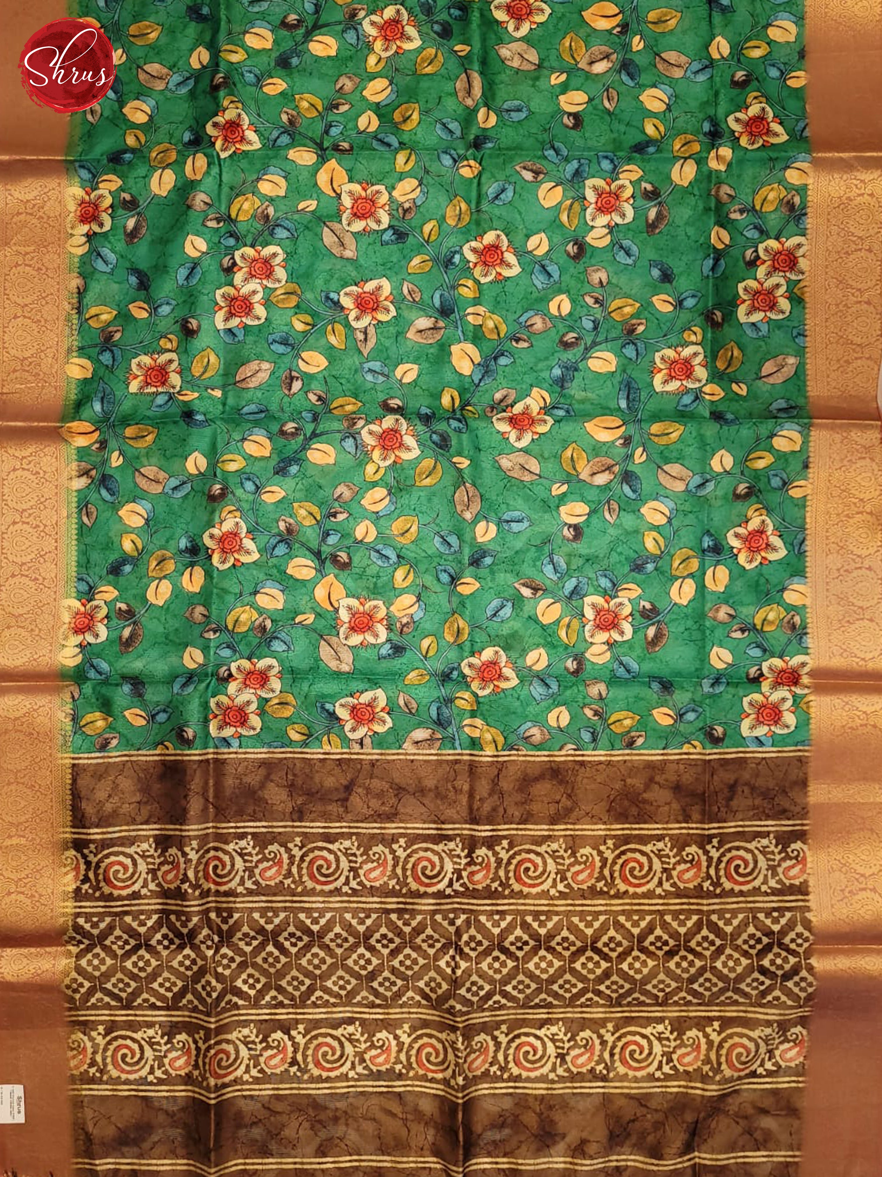 Green & Brown - Semi jute Saree - Shop on ShrusEternity.com