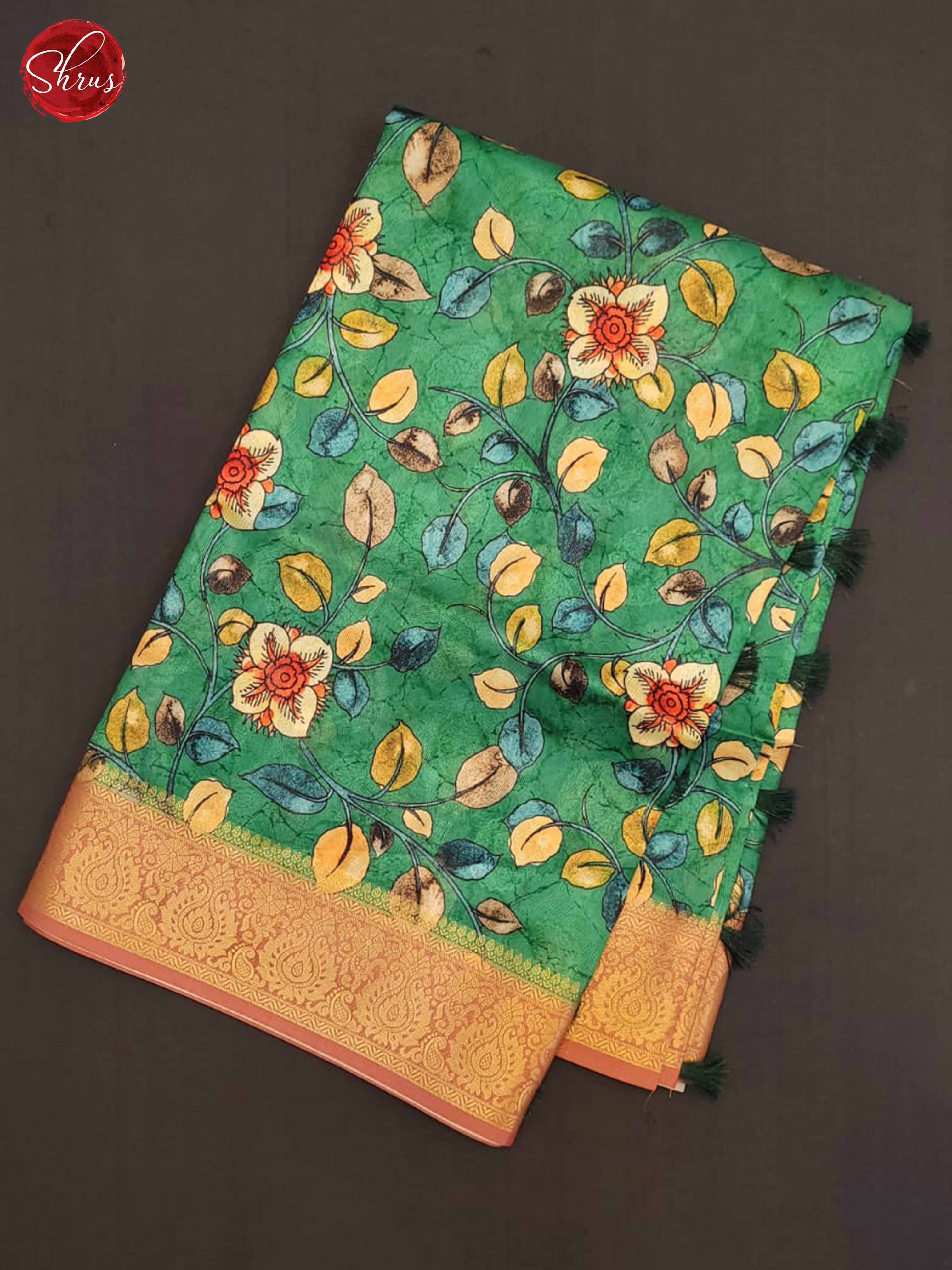Green & Brown - Semi jute Saree - Shop on ShrusEternity.com